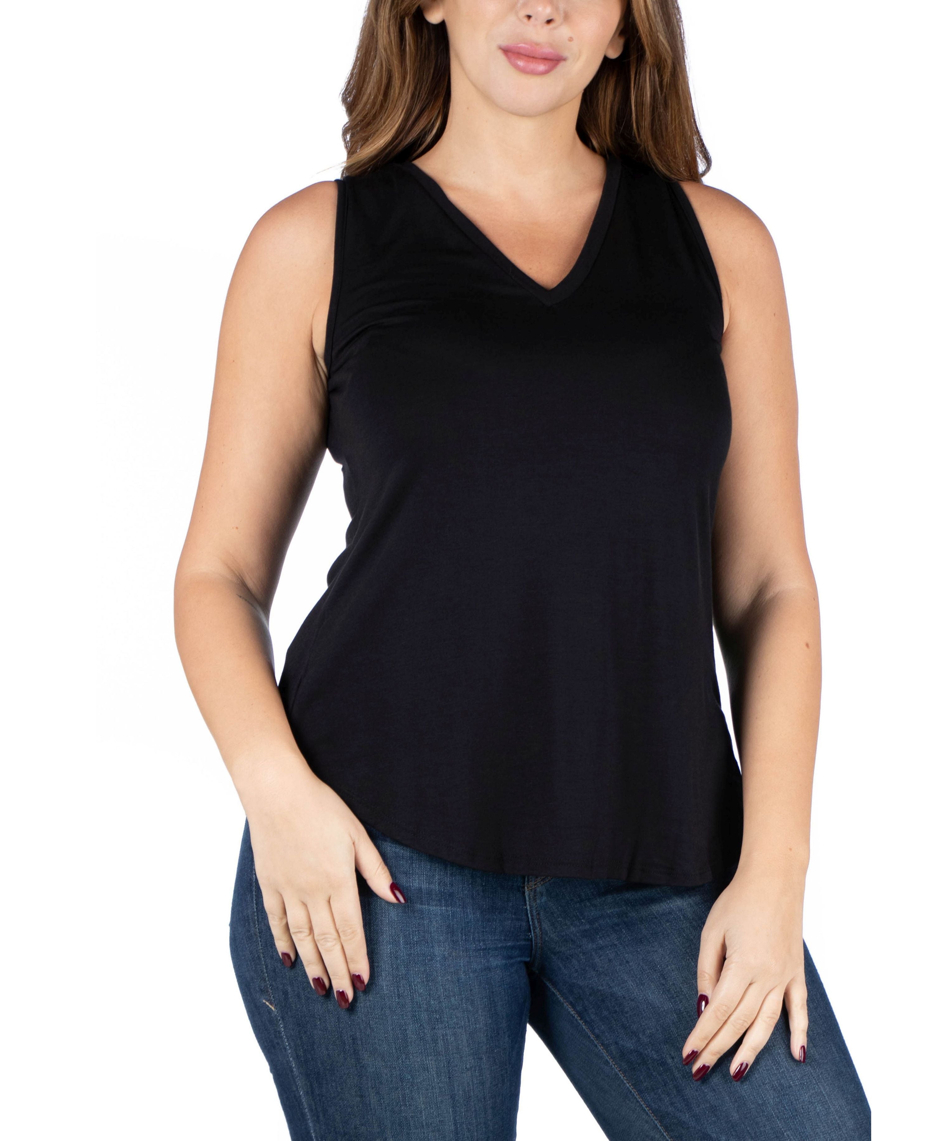 Plus Size V-Neck Sleeveless Rounded Hemline Premium Top