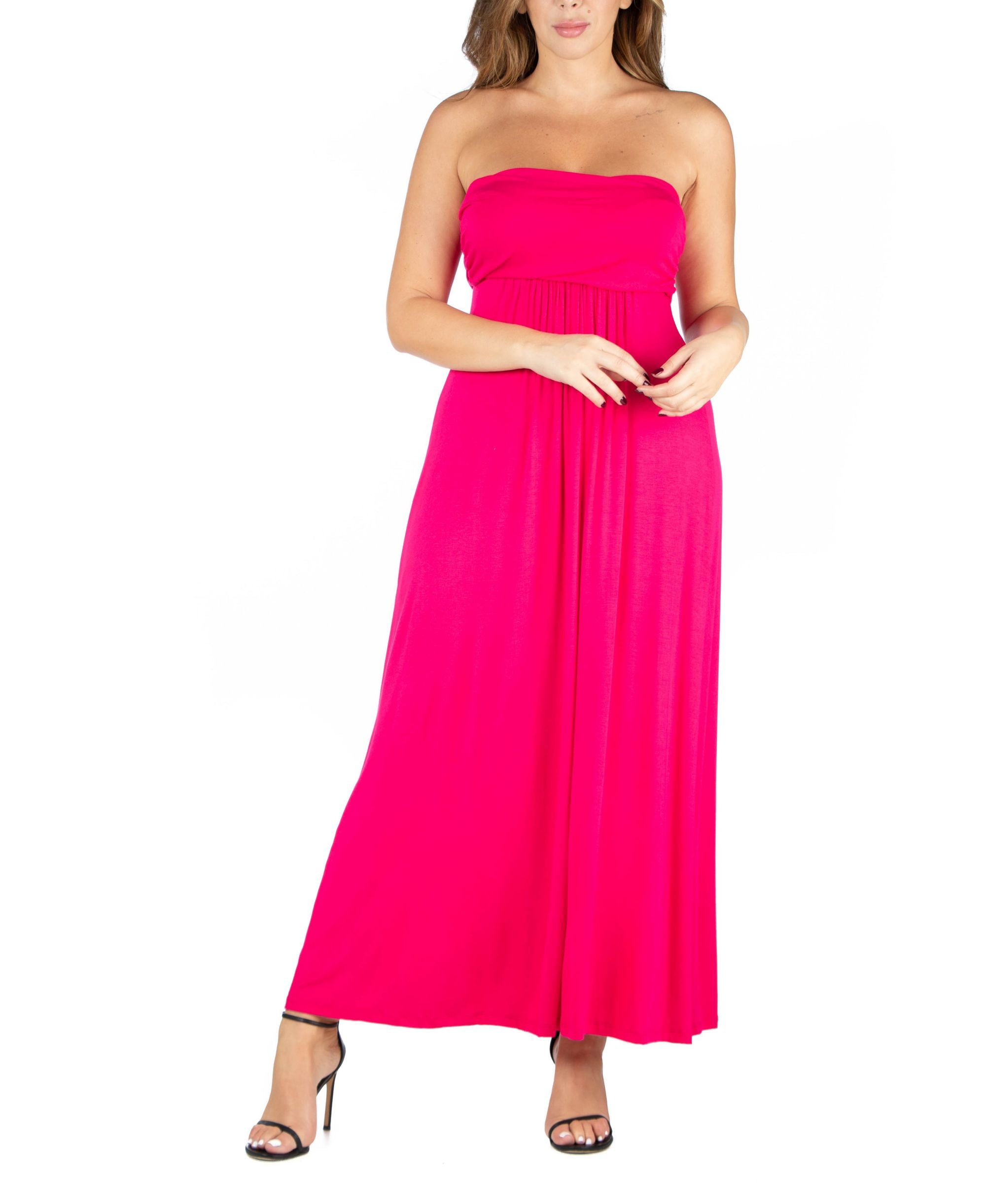 24seven Comfort Apparel Plus Size Strapless Maxi Dress