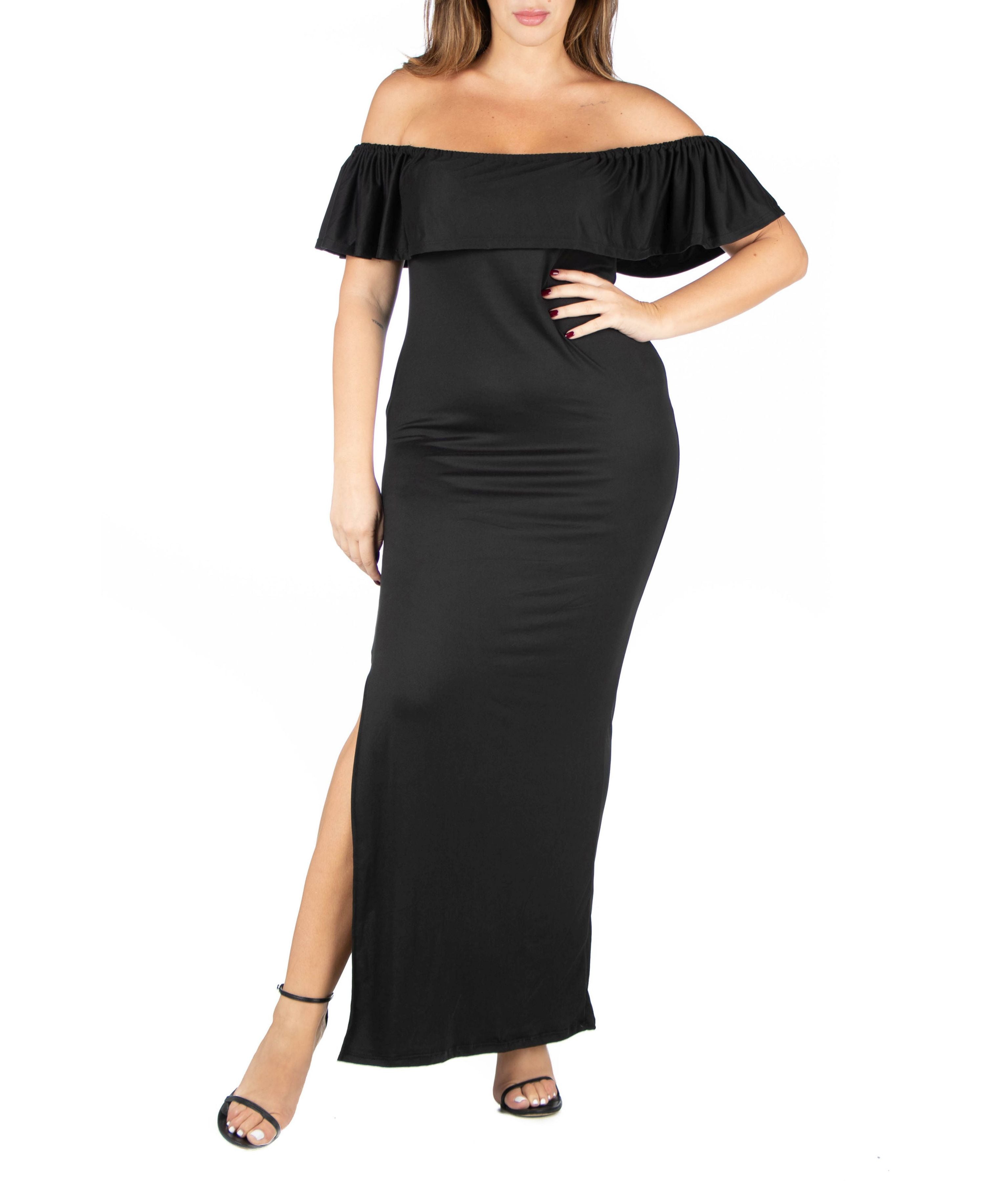 Plus Size Ruffle Off The Shoulder Maxi Dress