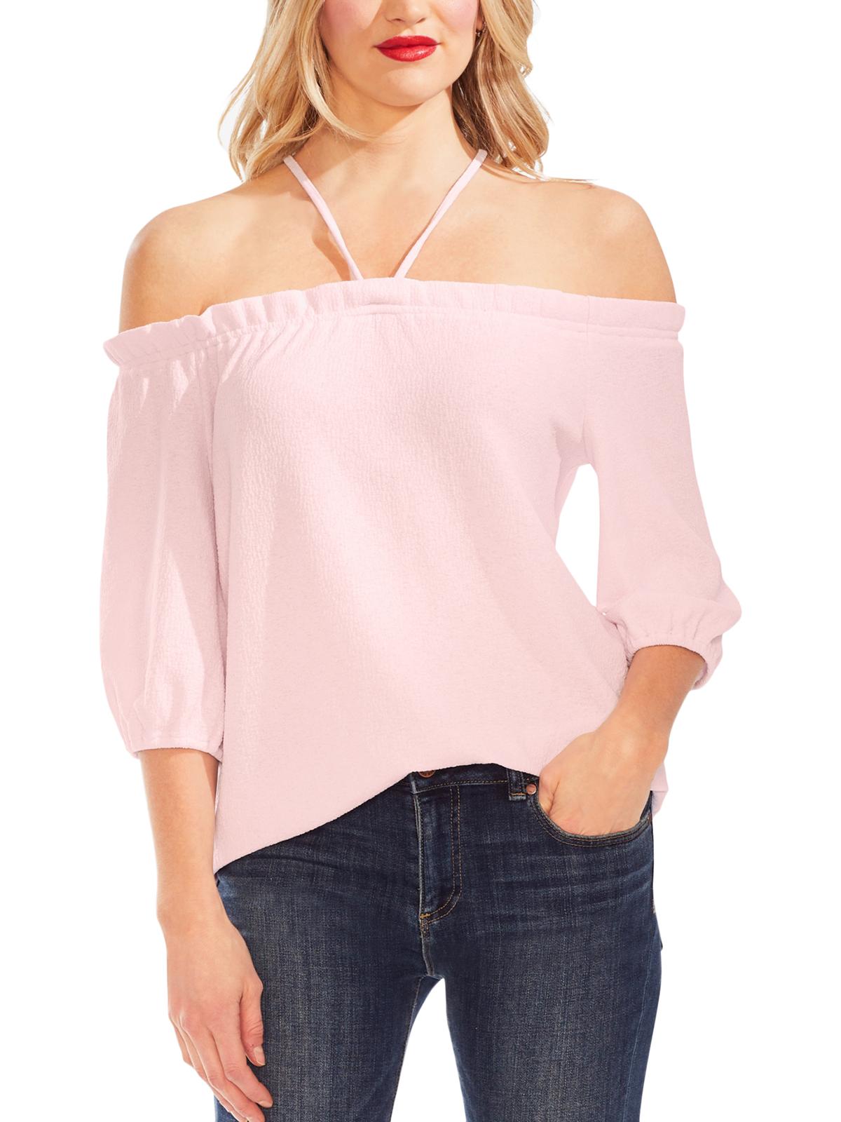 Vince Camuto Womens Off-The-Shoulder Tie Back Premium Top Pink XS