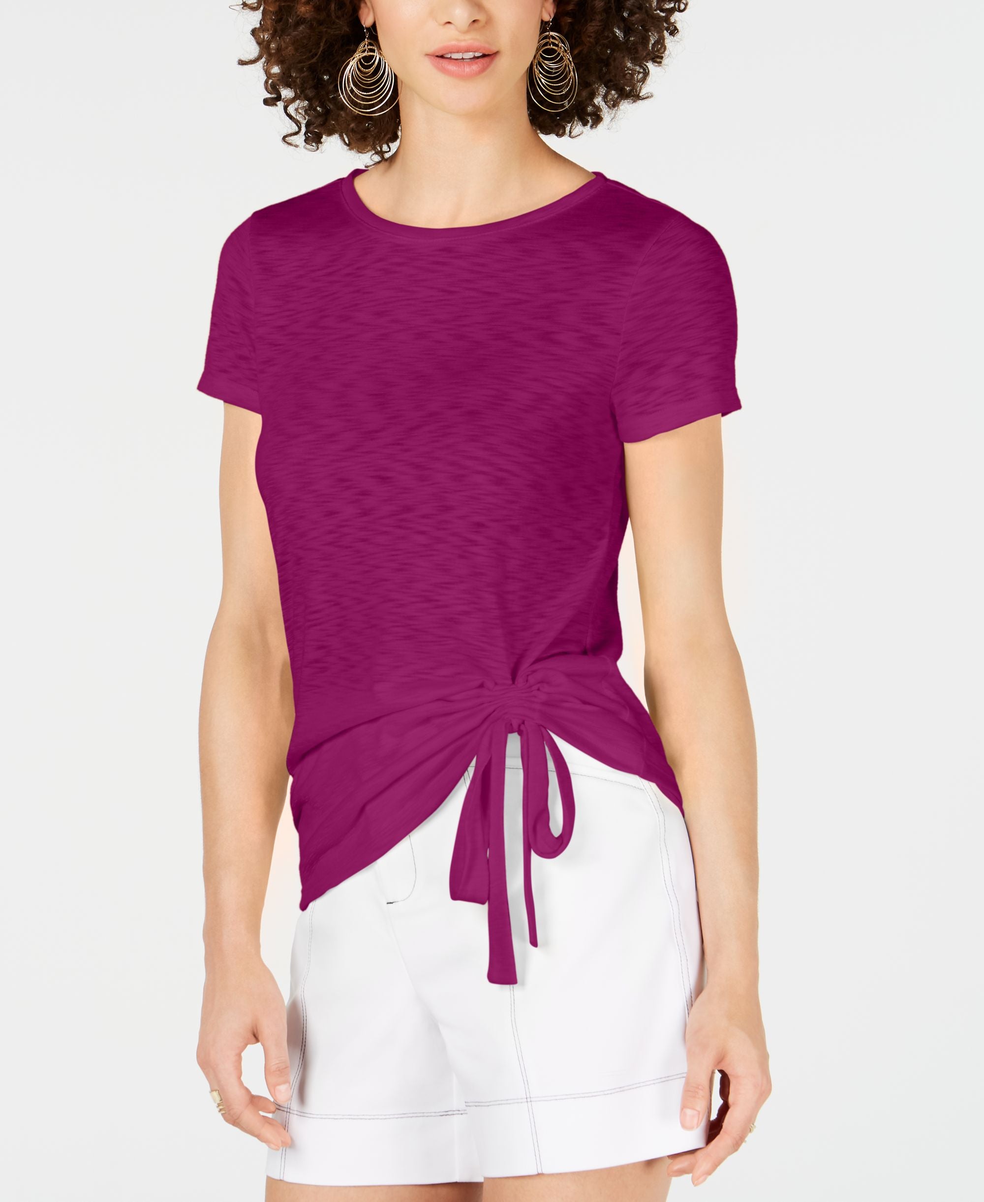 INC International Concepts Petite Side Ruched T-Modern Shirt