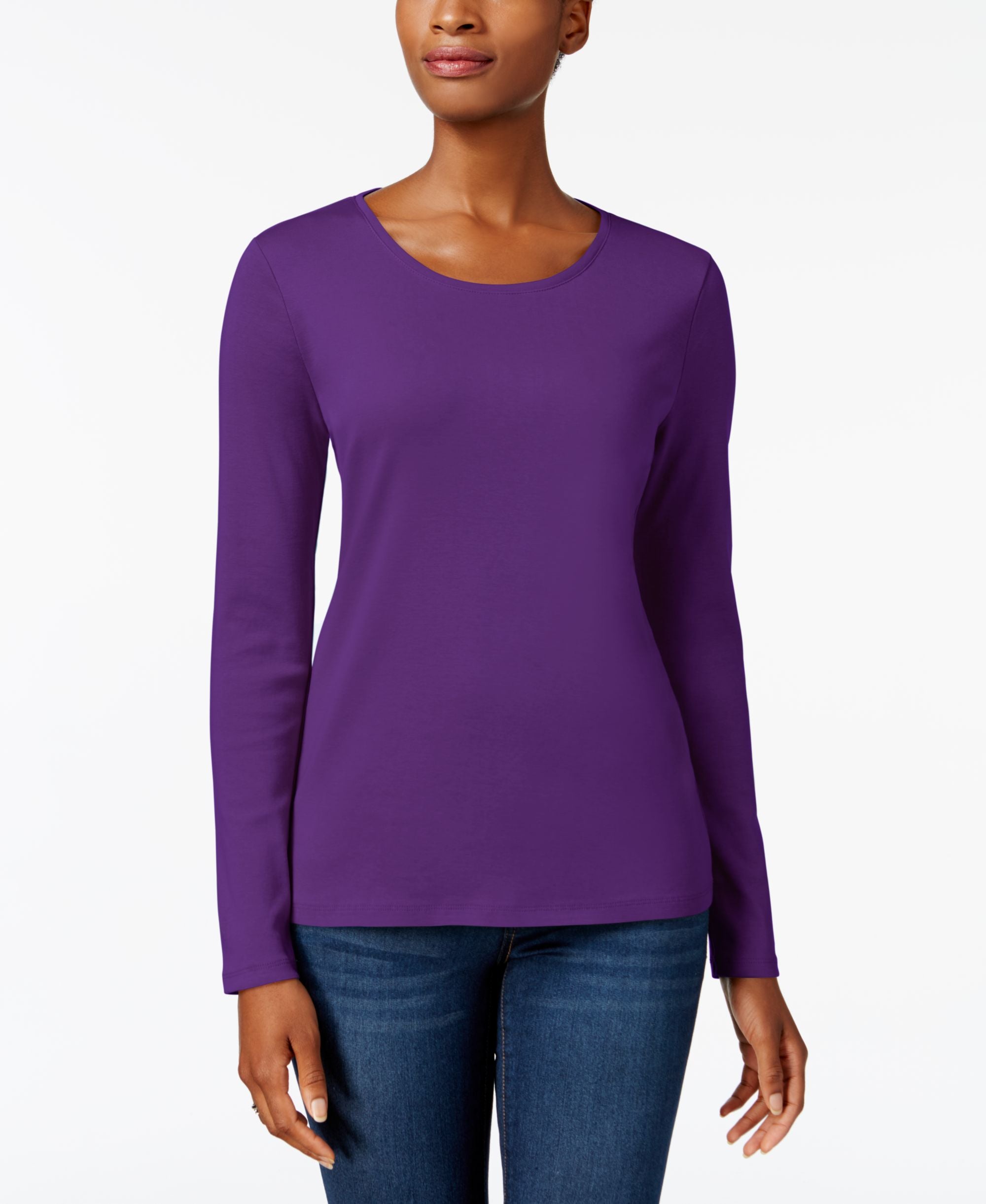 Charter Club Pima Cotton Long-Sleeve Premium Top