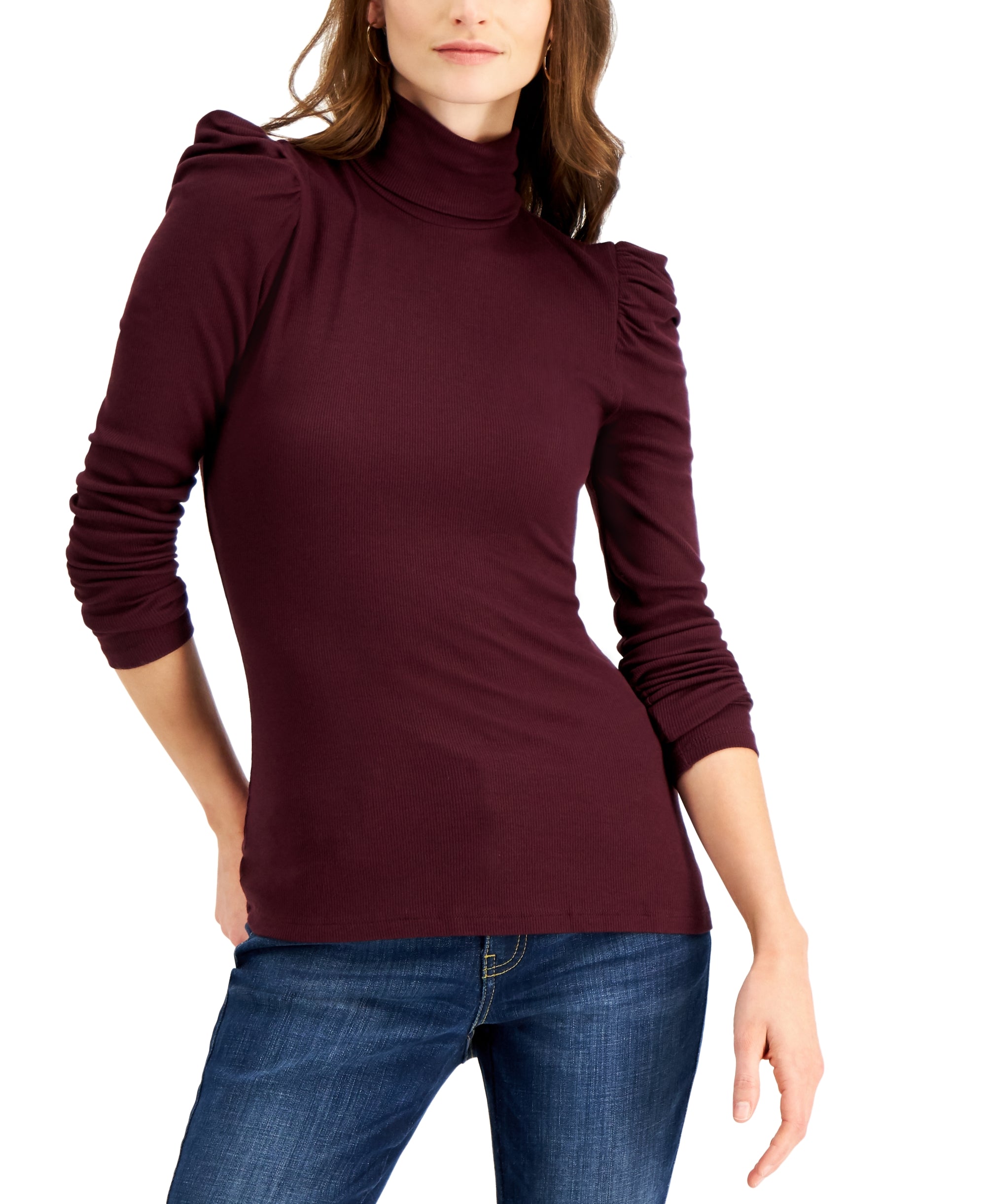 Women's Puff-Sleeve Turtleneck Premium Top
