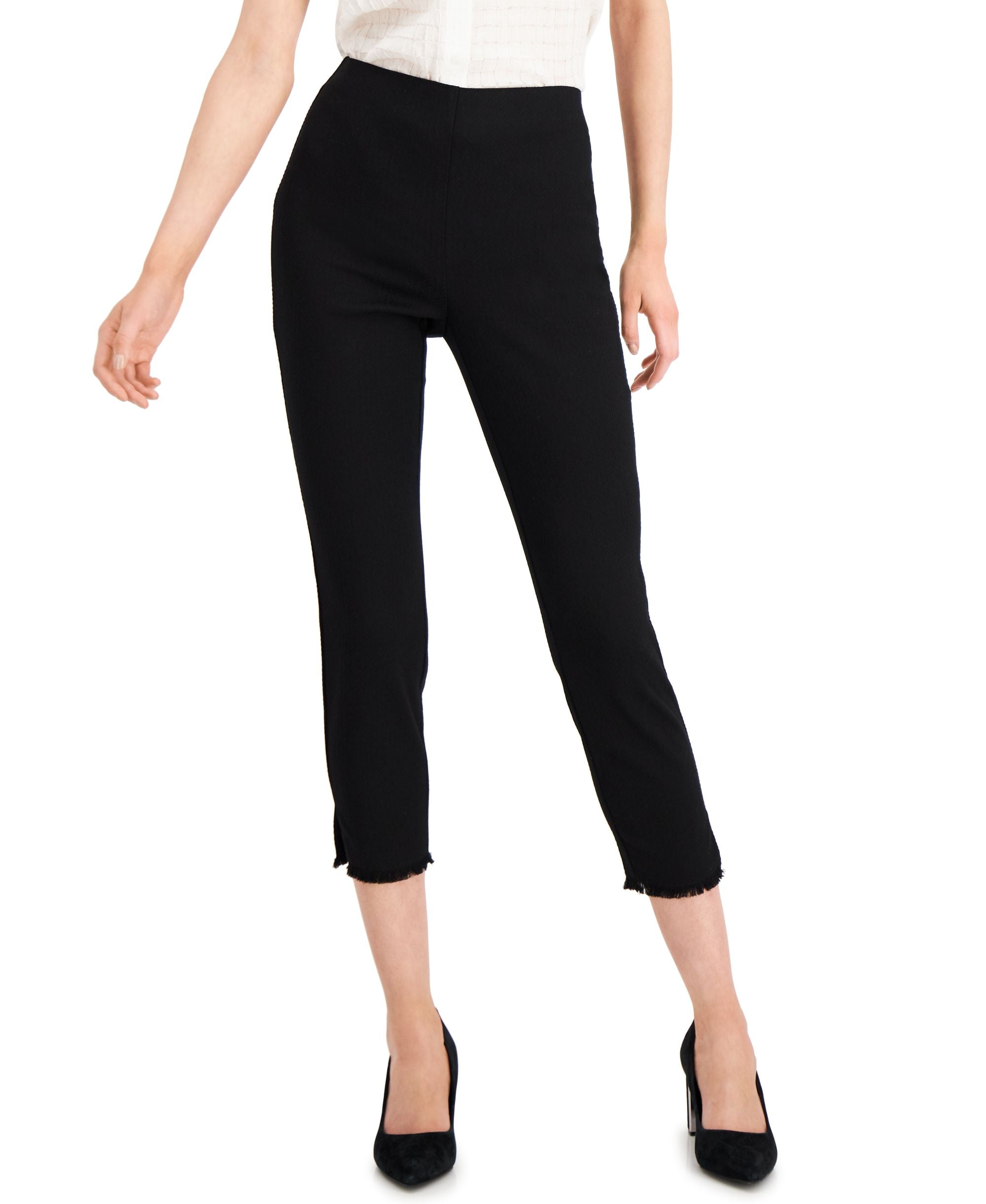 Alfani Textured Fringed Hem Ankle Signature Pants