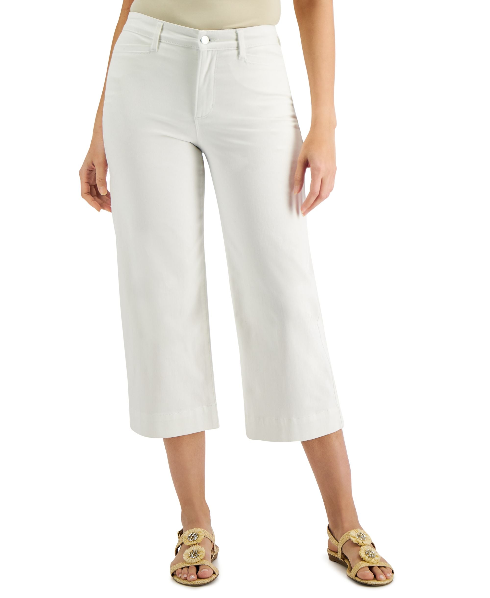 Charter Club Petite Cropped Wide-Leg Premium Jeans