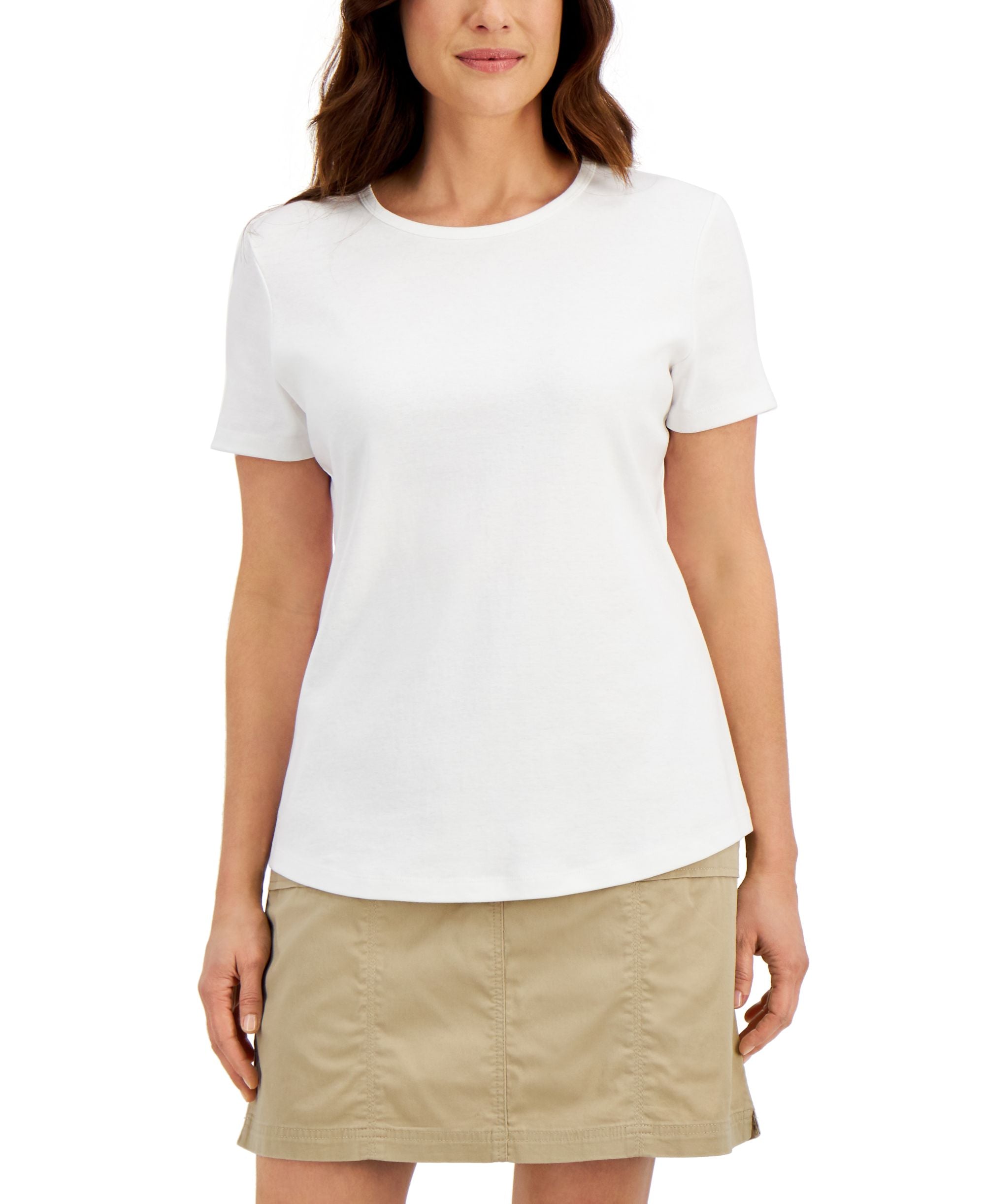 Karen Scott Cotton Short-Sleeve Crewneck Premium Top