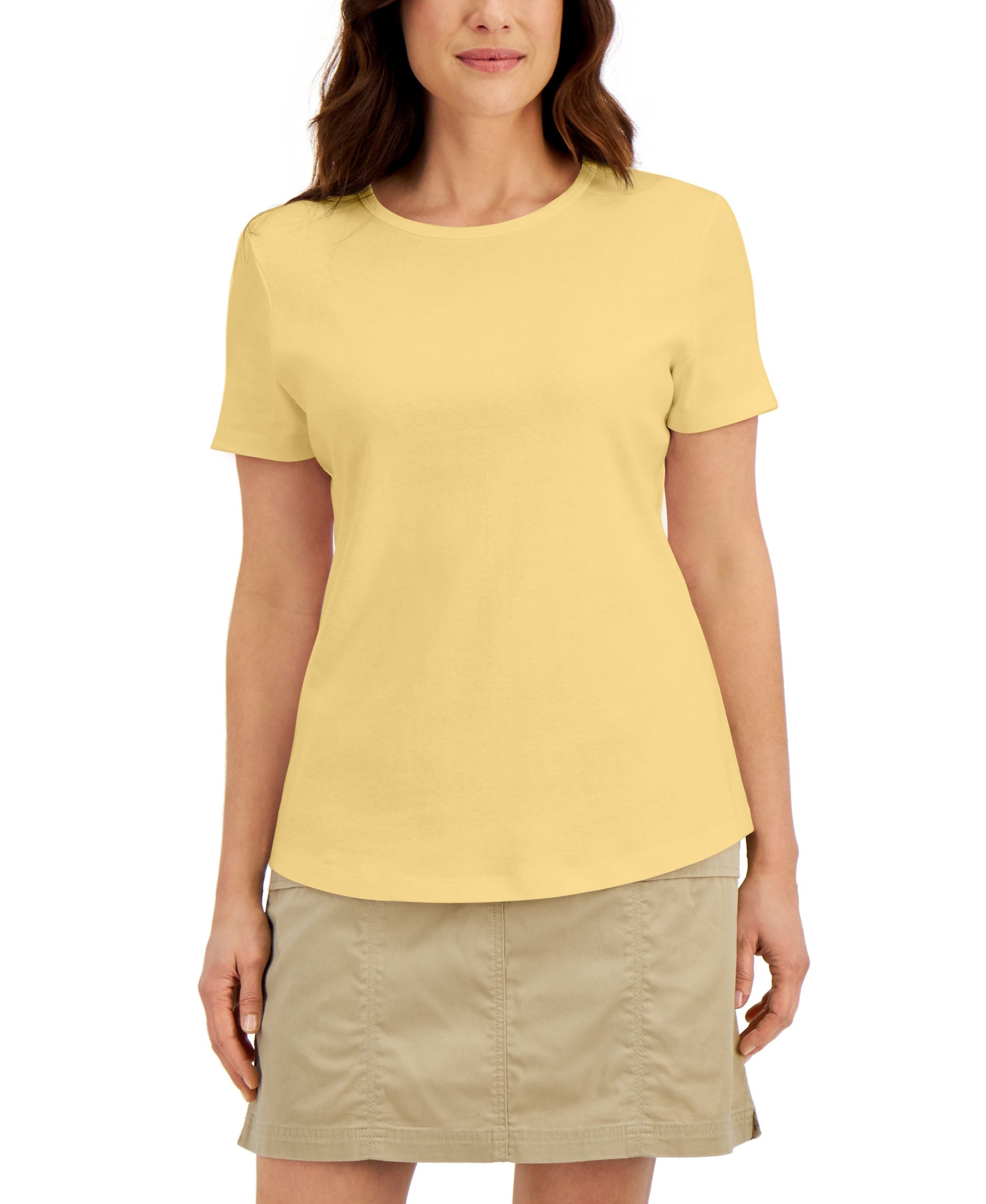 Karen Scott Cotton Short-Sleeve Crewneck Premium Top