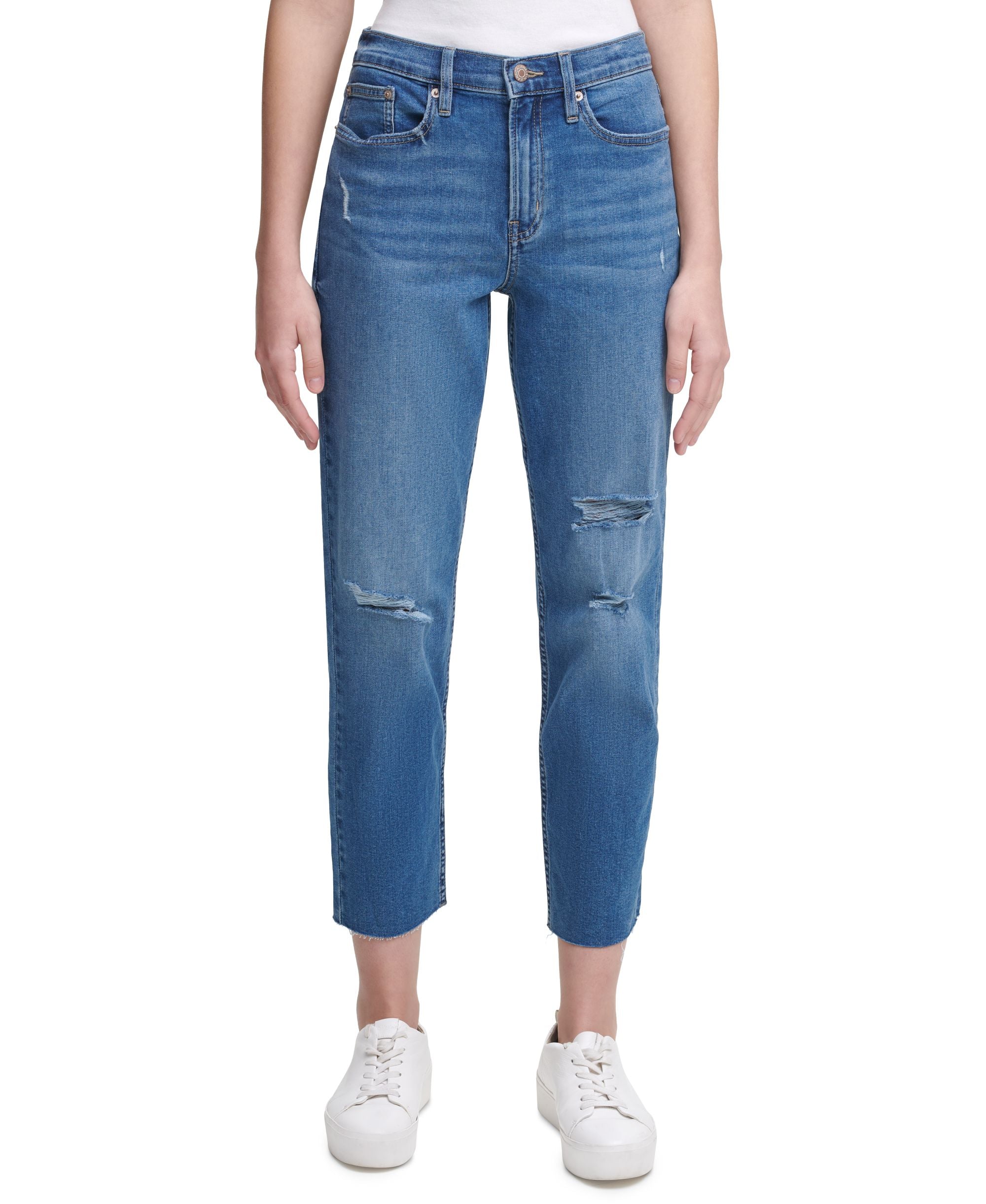 High-Rise Distressed Ankle Premium Jeans