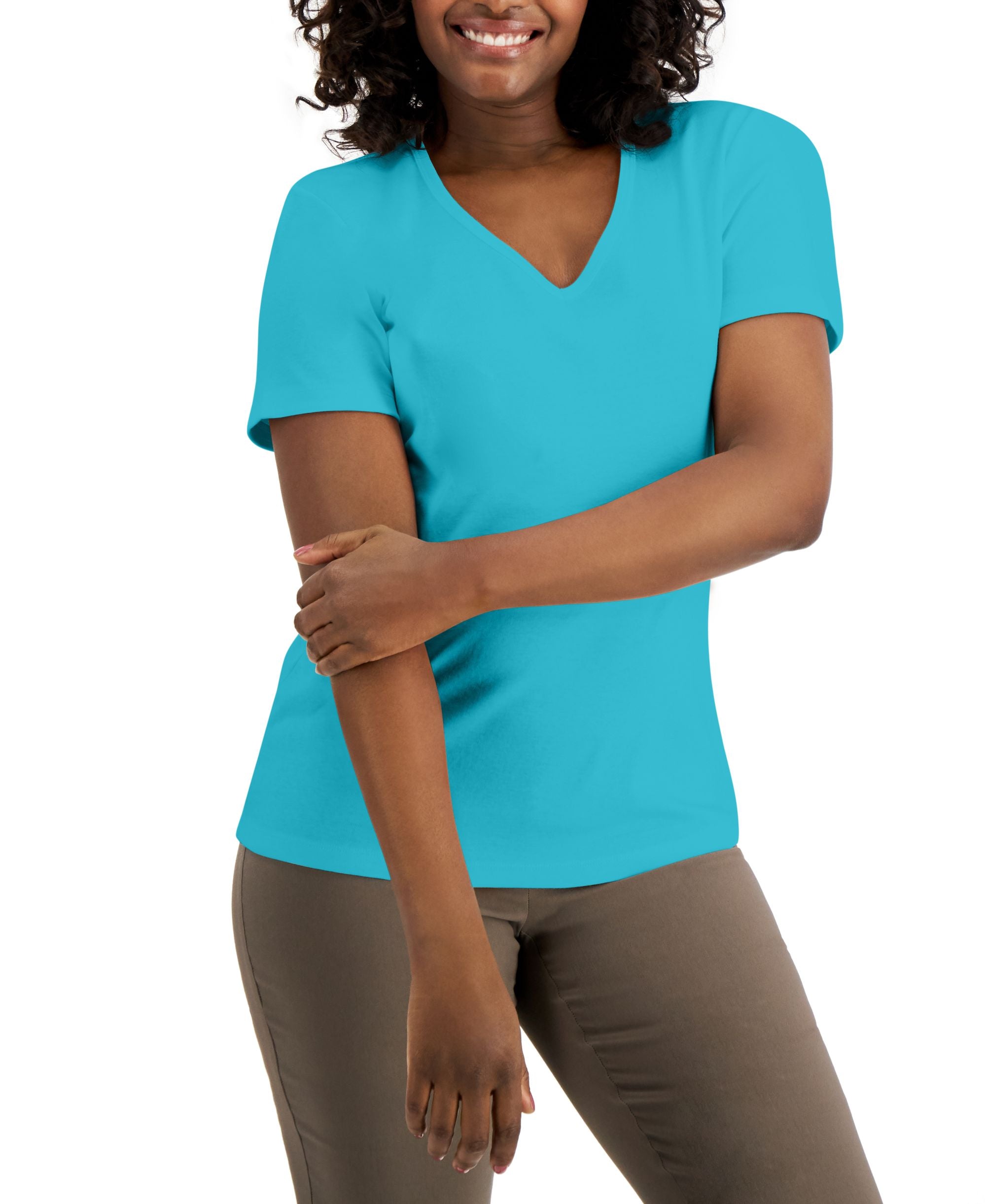 Karen Scott Cotton V Neck Premium Top
