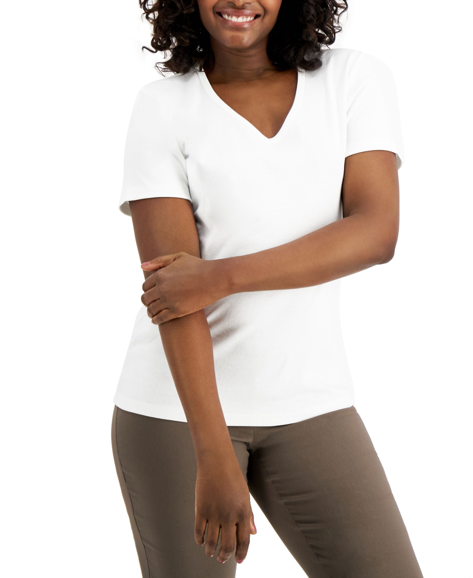 Karen Scott Cotton V Neck Premium Top