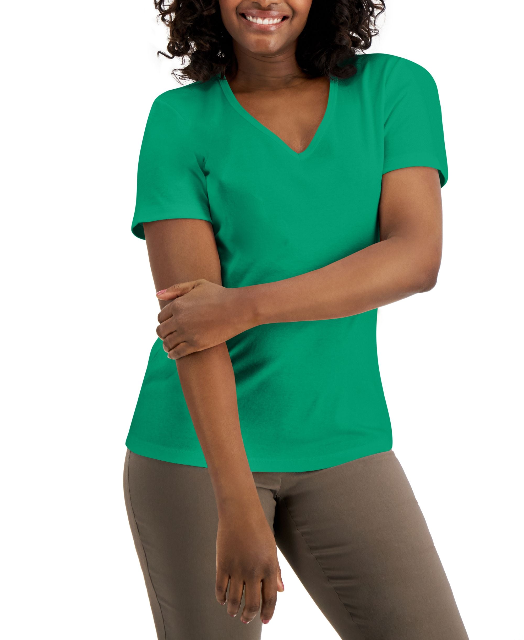 Karen Scott Cotton V Neck Premium Top