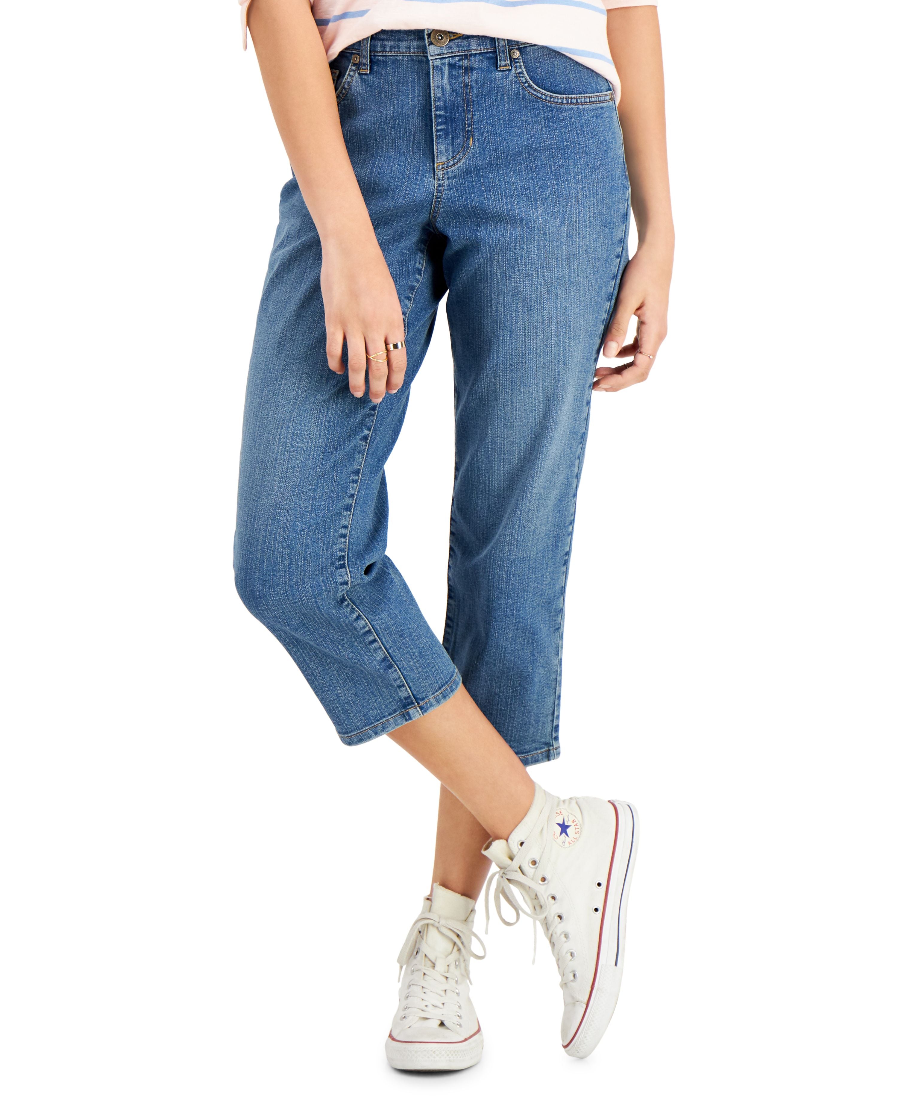 Petite Curvy Cuffed Capri-Length Premium Jeans
