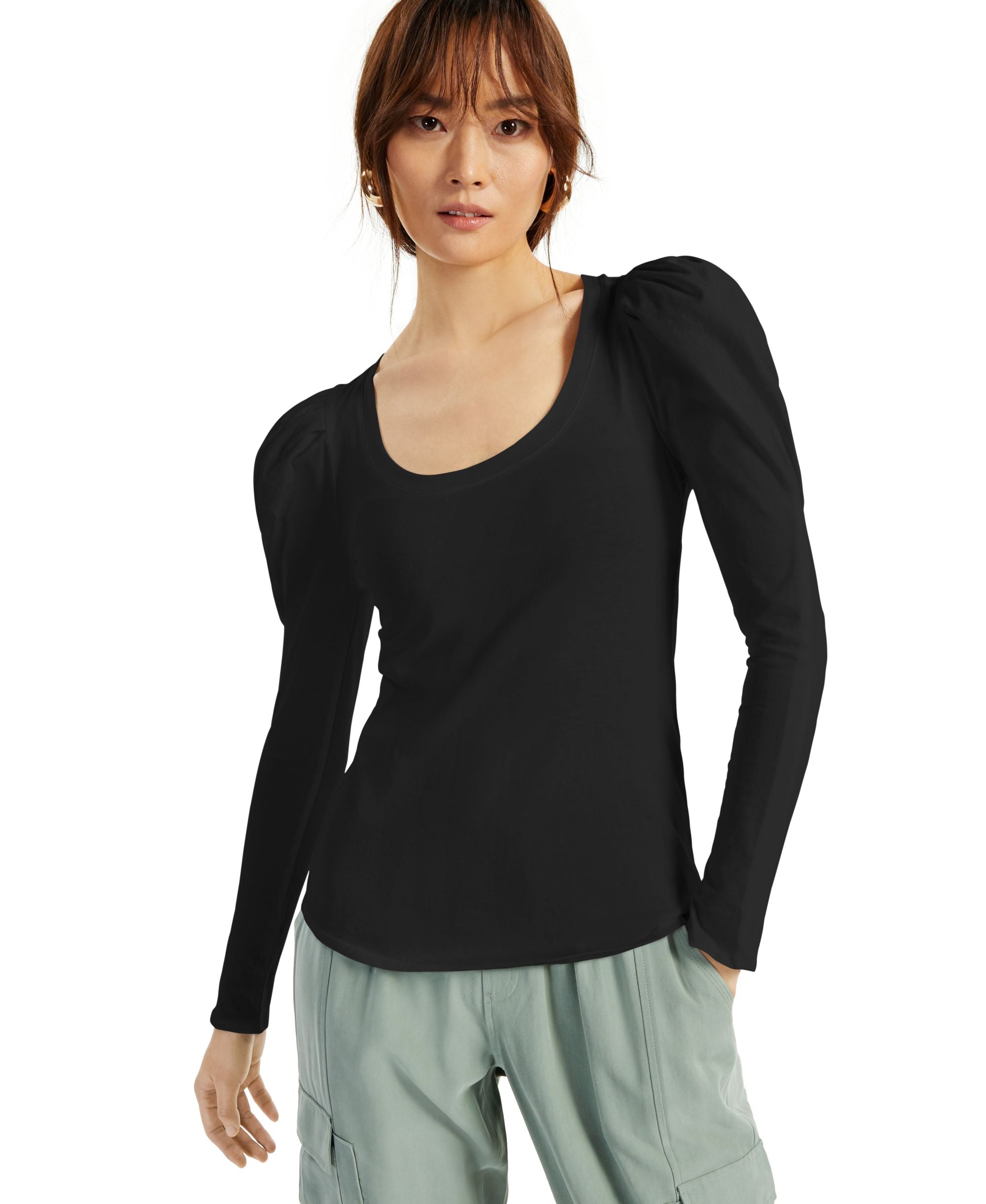 INC International Concepts Womens Puff-Sleeve Premium Top