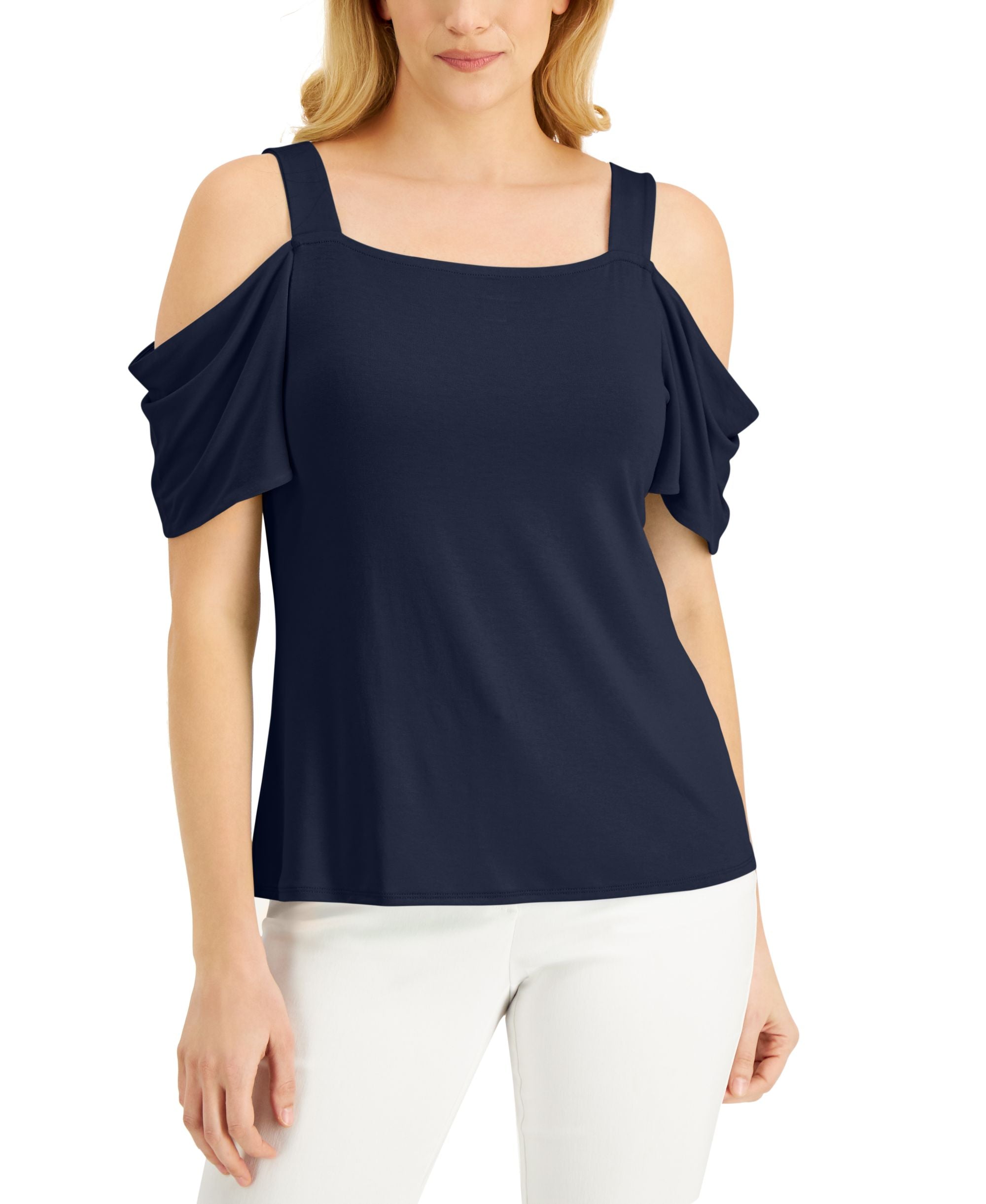 JM Collection Cold Shoulder Premium Top