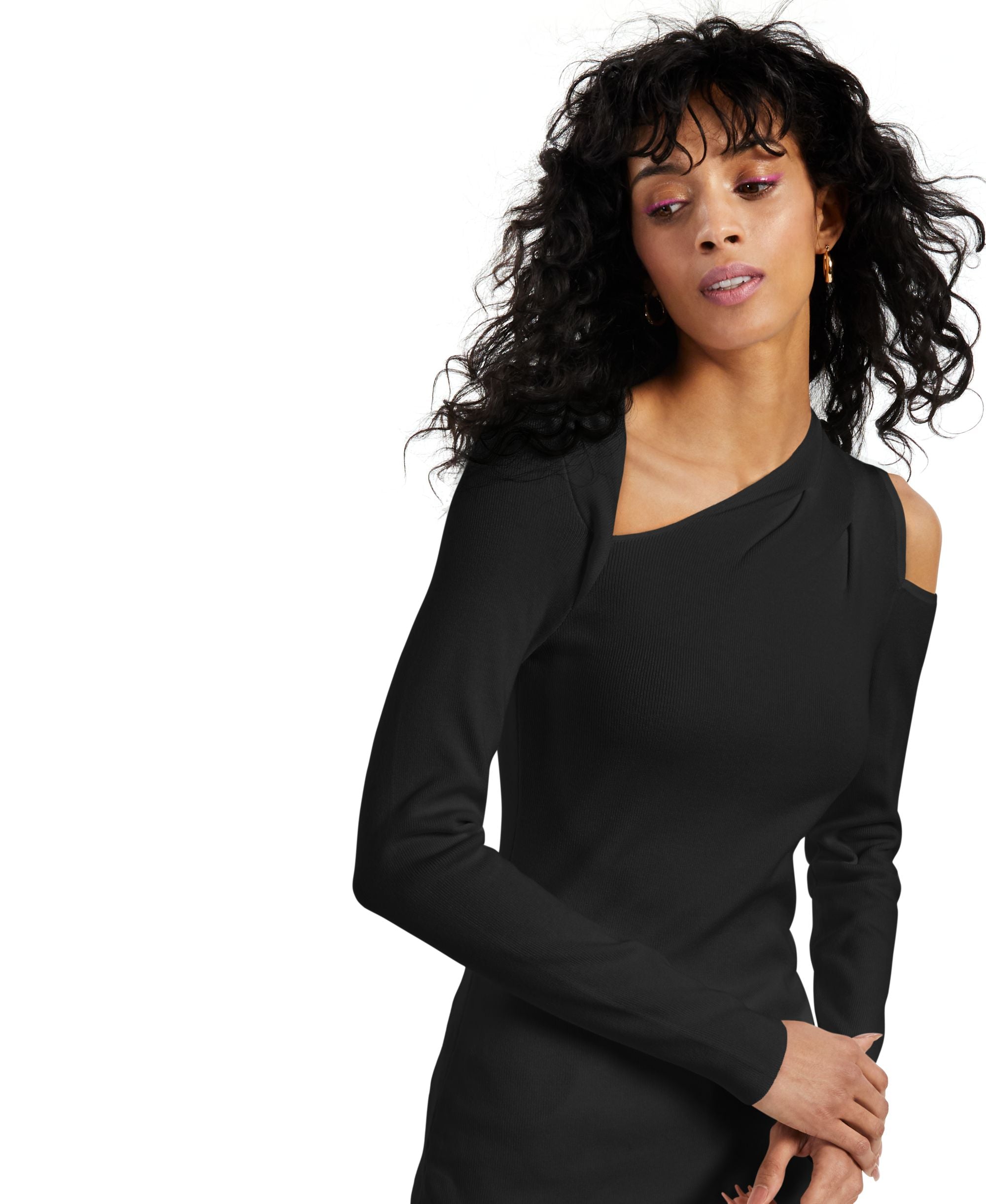 Asymmetrical Cold-Shoulder Sweater