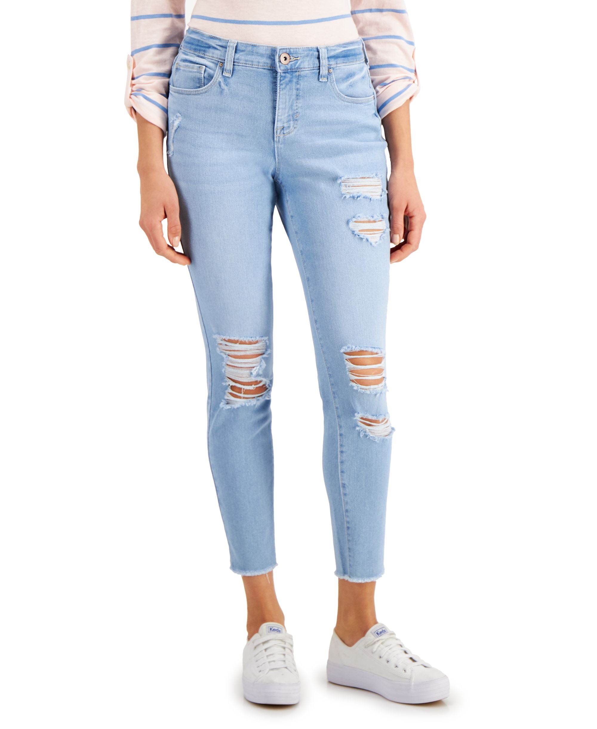 Style & Co Petite Curvy Distressed Skinny-Fit Premium Jeans