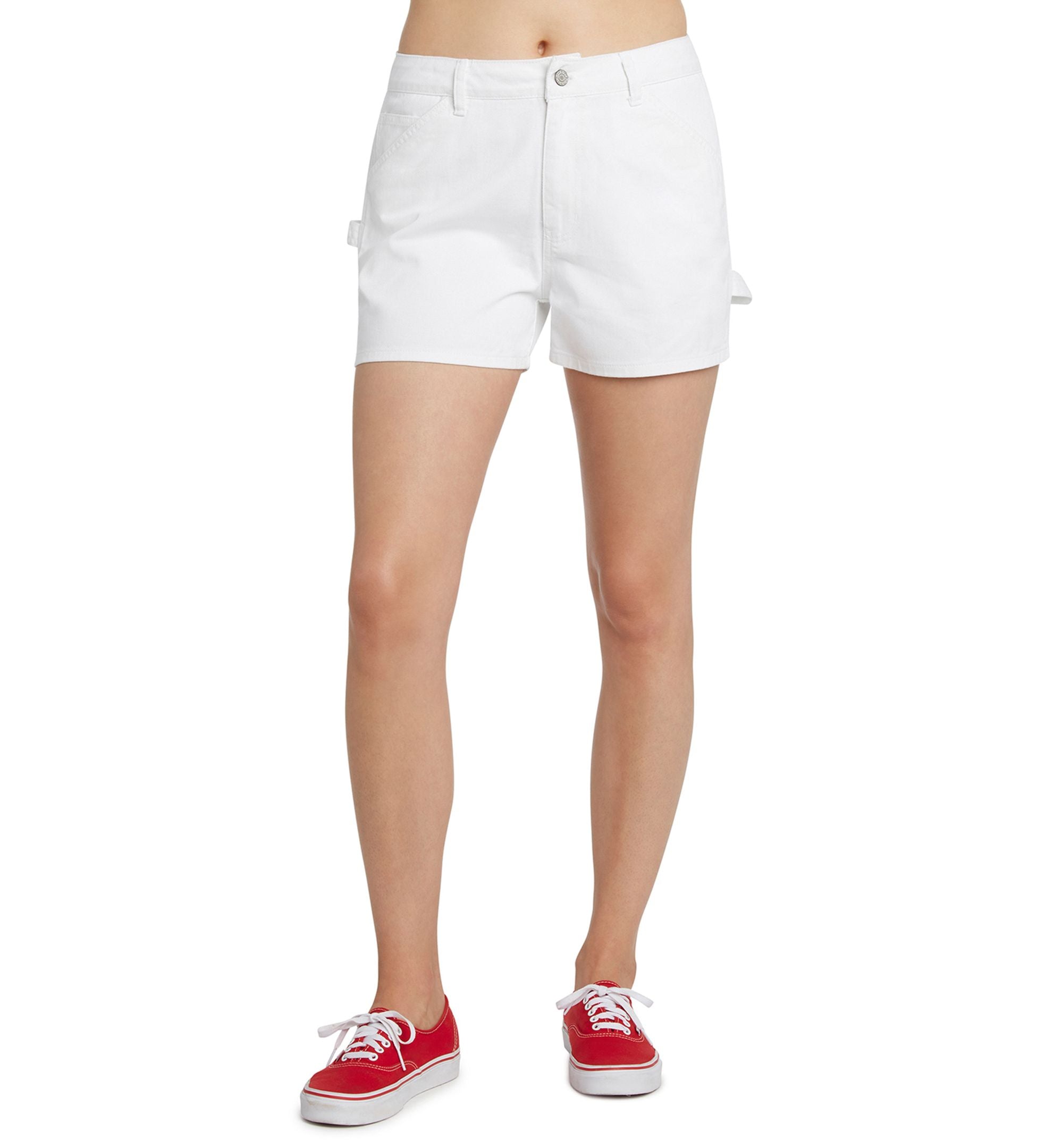DICKIES Juniors Light Blue Zippered Pocketed Carpenter High Waist Premium Shorts