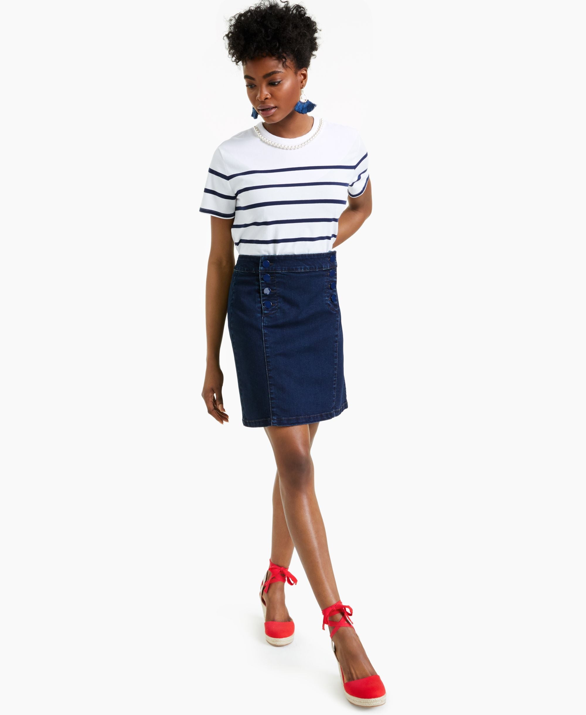 Charter Club Denim Tummy Control Sailor Modern Skirt
