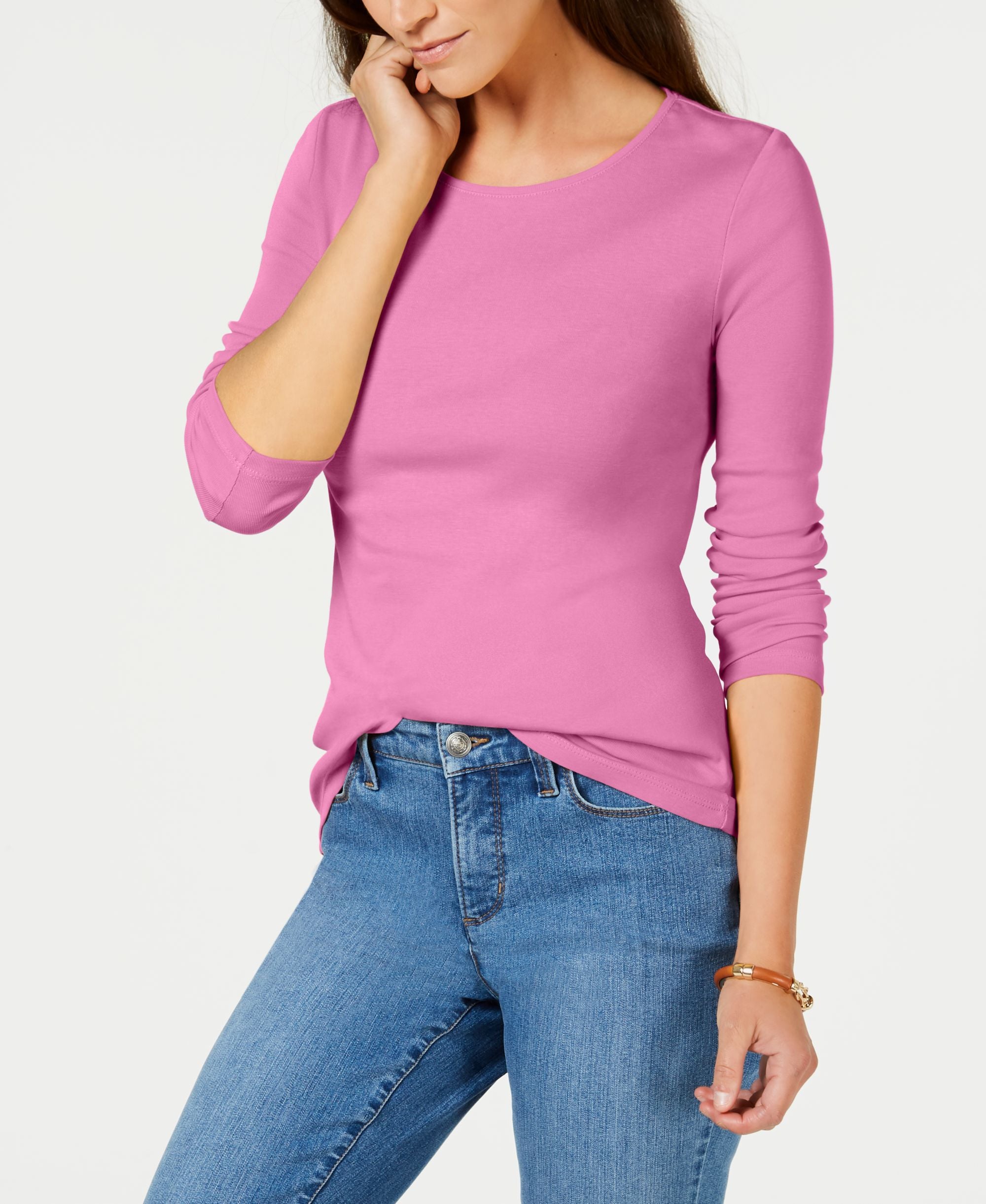 Charter Club Pima Cotton Long-Sleeve Premium Top
