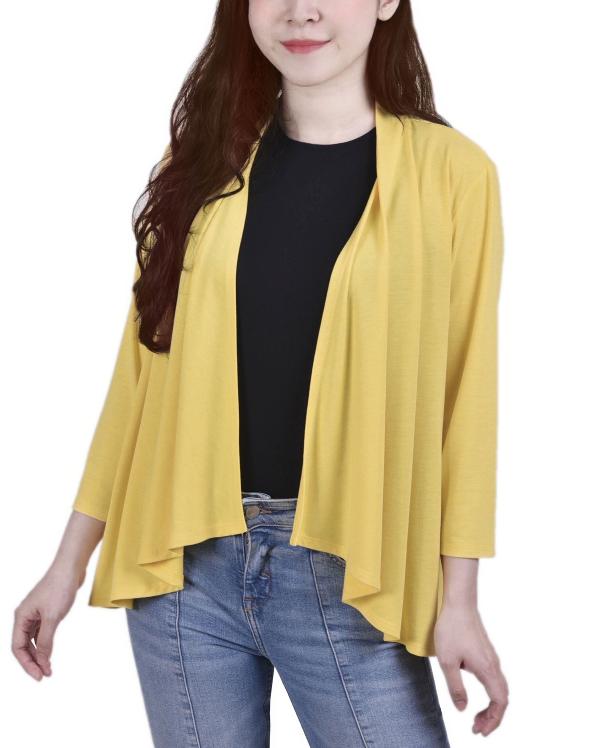 NY Collection Petite Open Front Cardigan