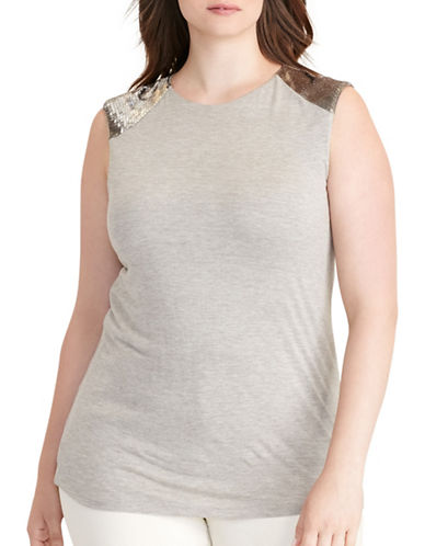 Lauren Ralph Lauren Plus Beaded Cap-Sleeve Premium Top