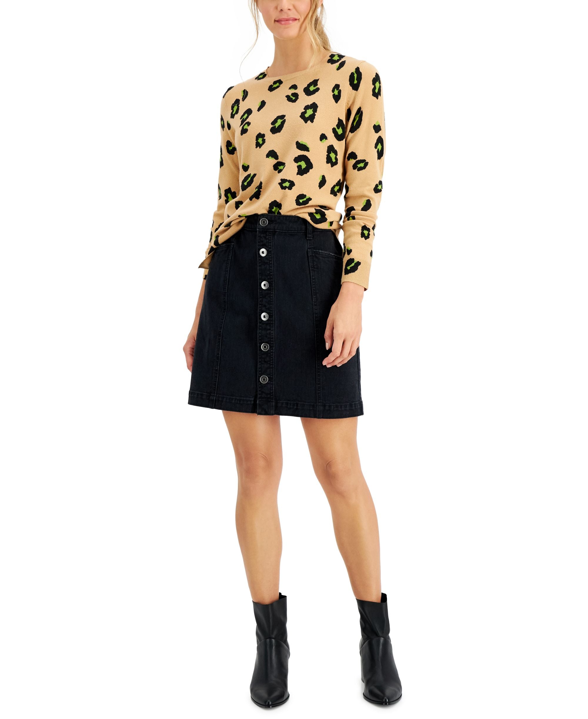 Style & Co Button Fly Denim Modern Skirt
