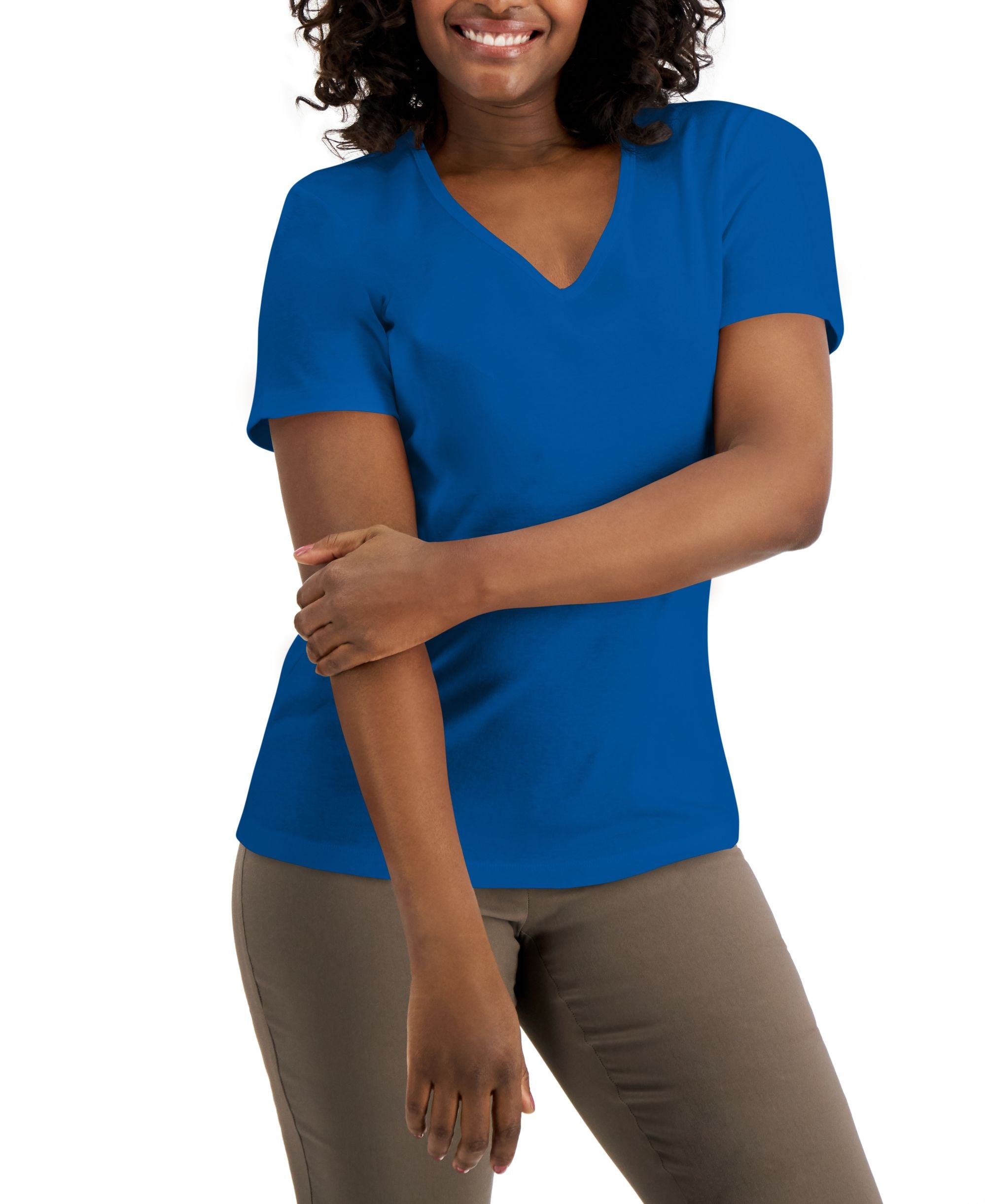 Karen Scott Cotton V Neck Premium Top