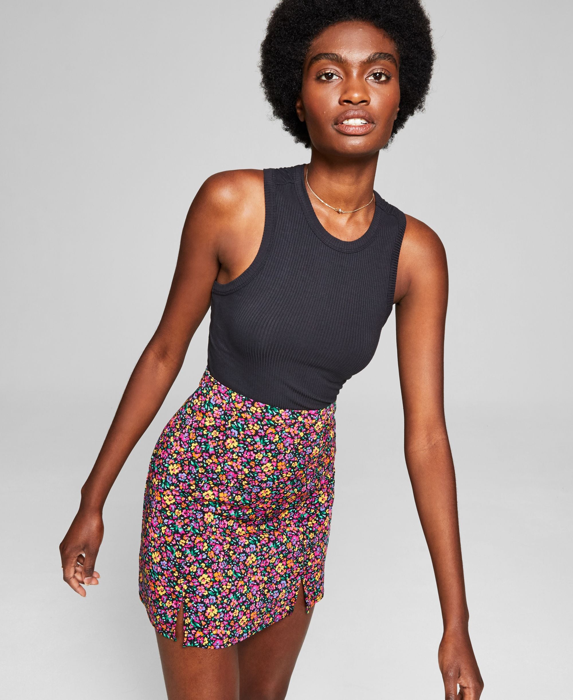 And Now This Womens Ribbed Knit Tank Premium Top