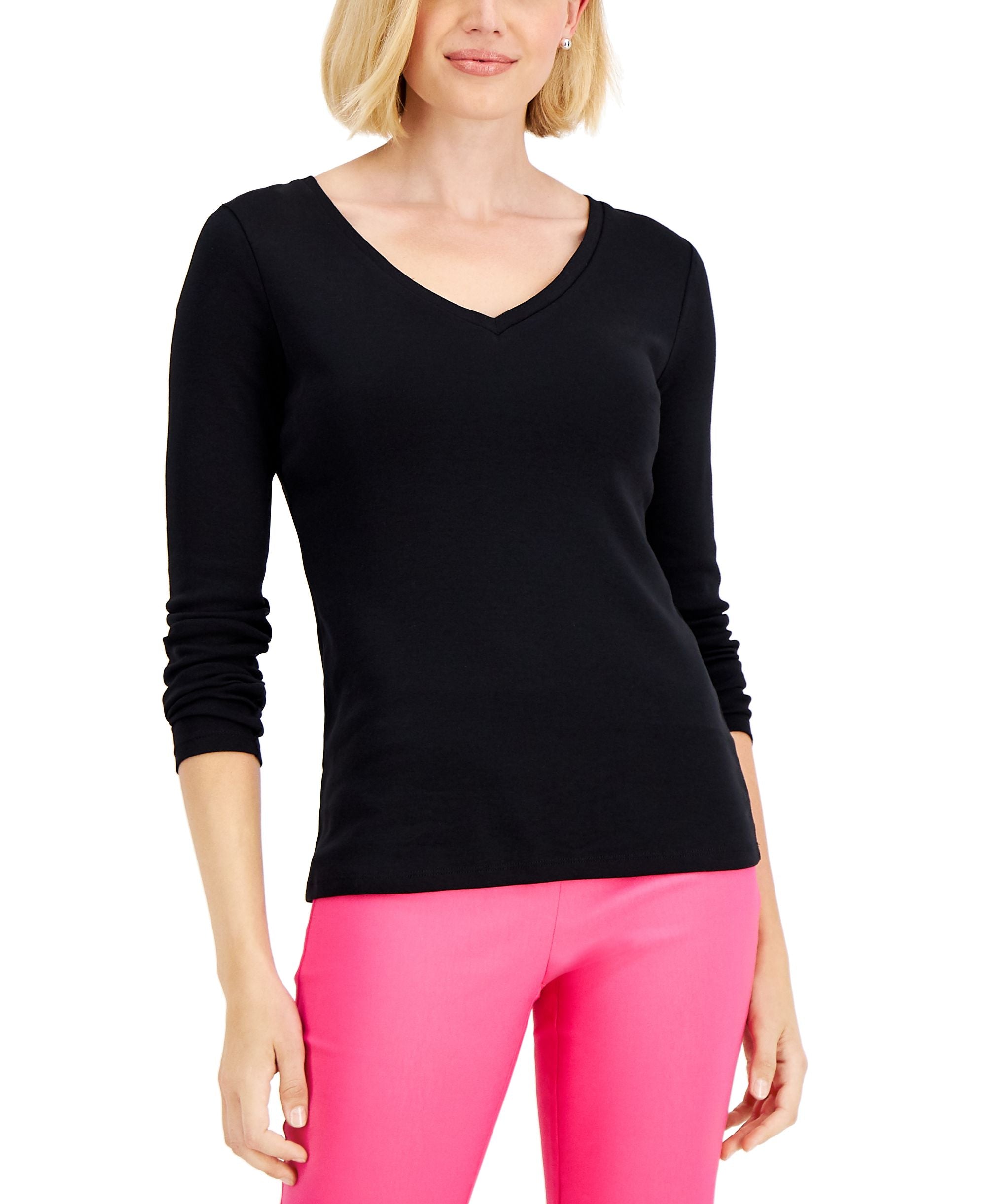 Charter Club Petite V Neck Premium Top