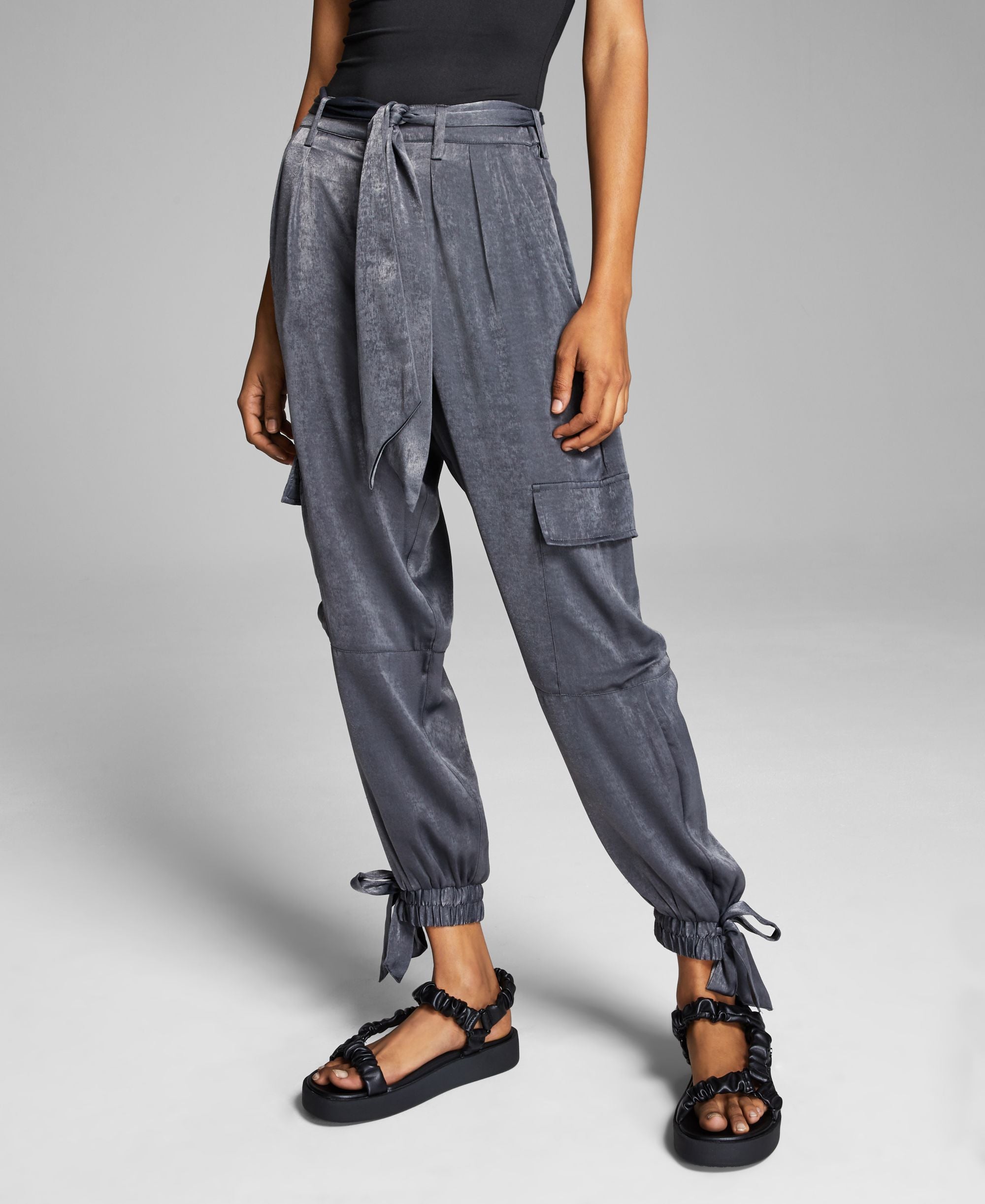 Now This Womens Satin Cargo Signature Pants