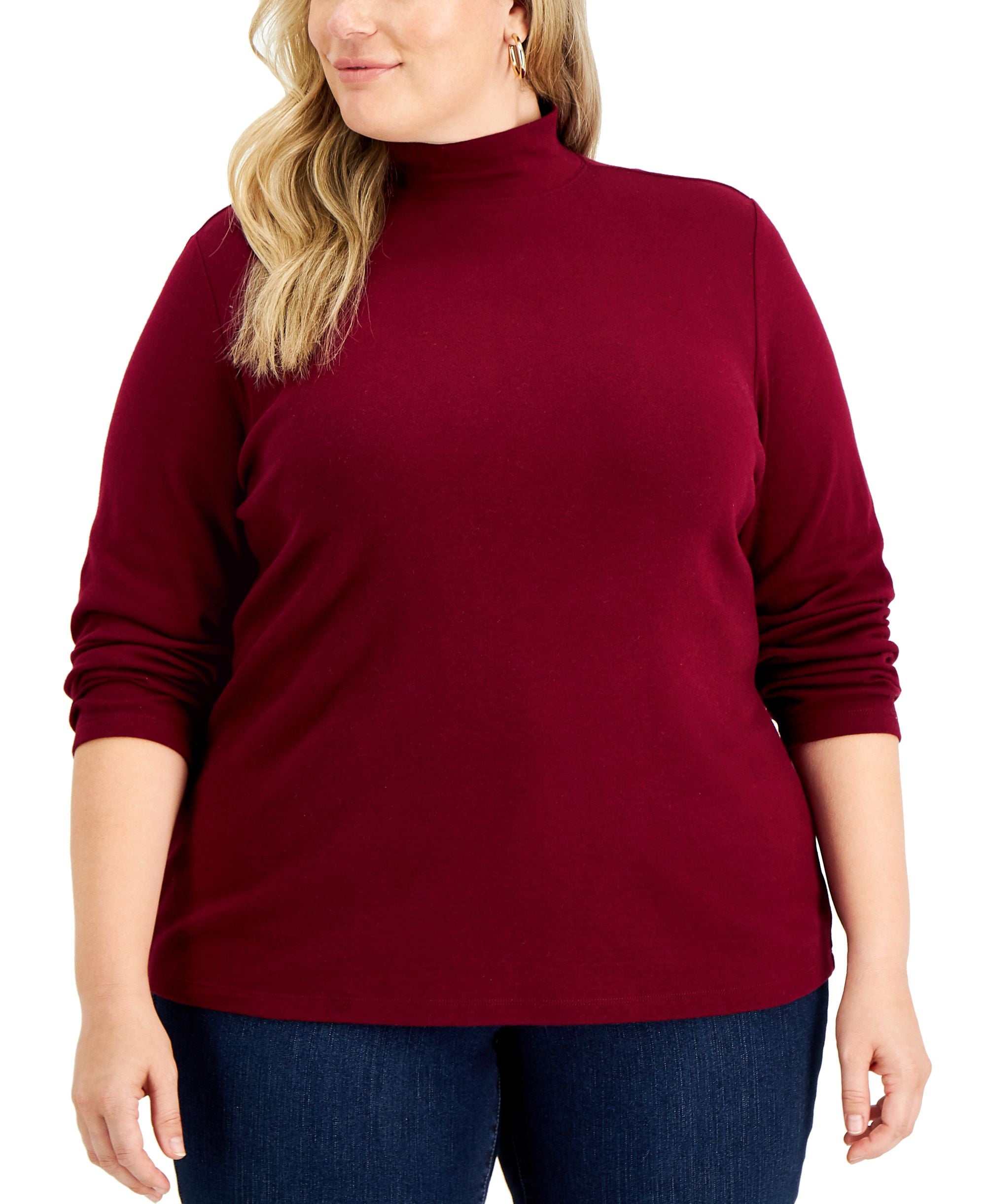 Plus Size Mock-Neck Premium Top