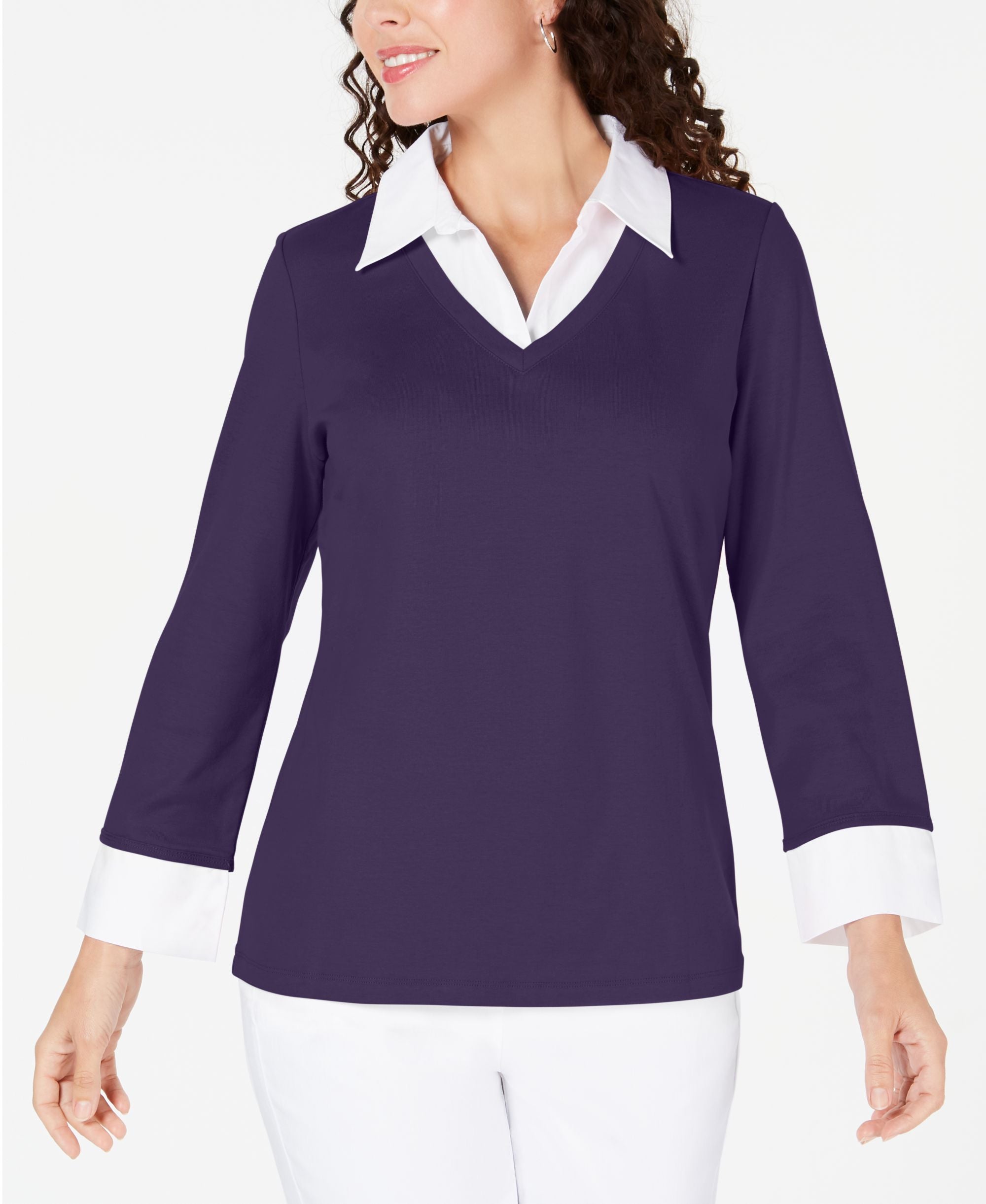 Cotton Layered-Look Woven Premium Top