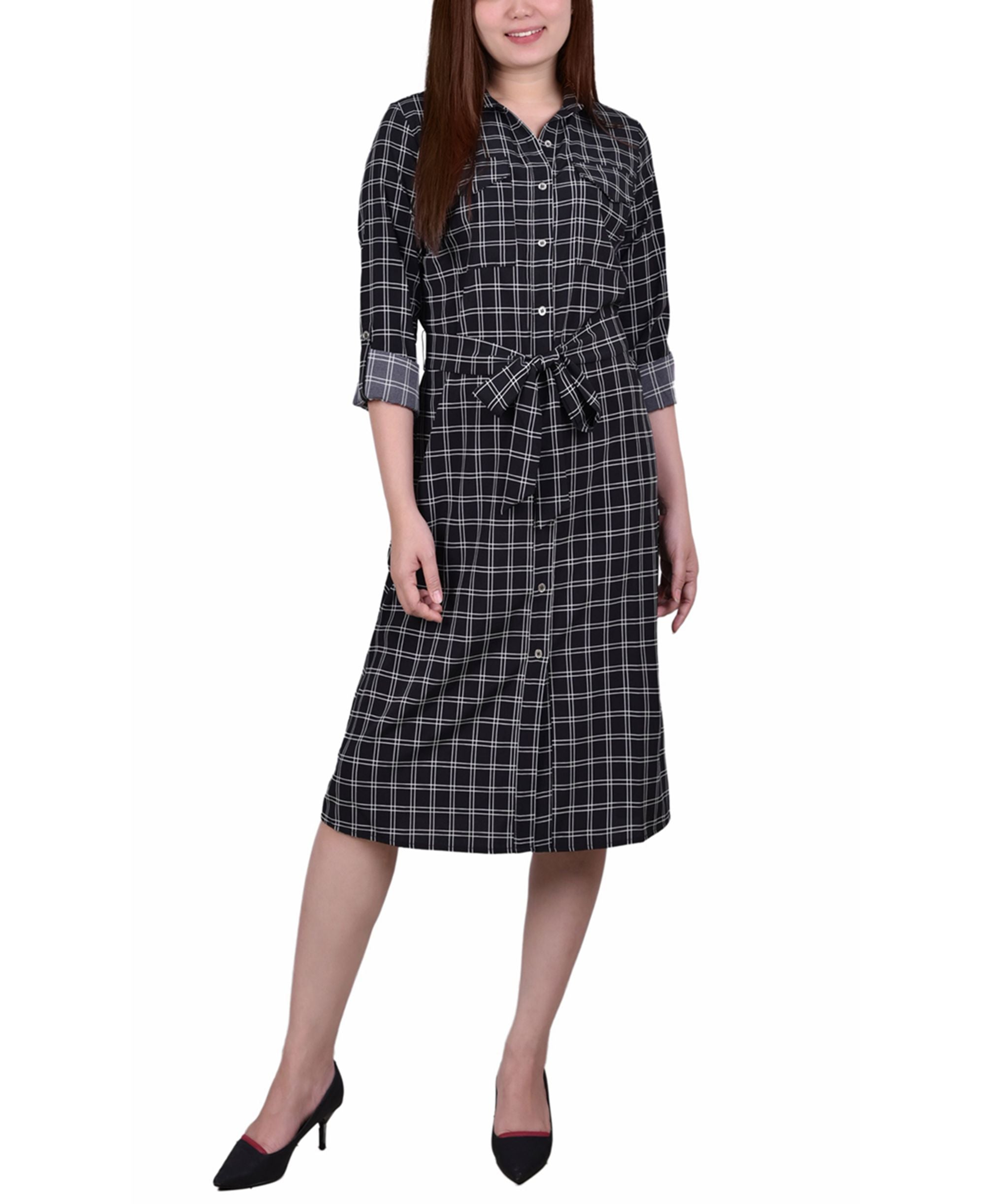 Petite Roll Tab Modern Shirt Dress