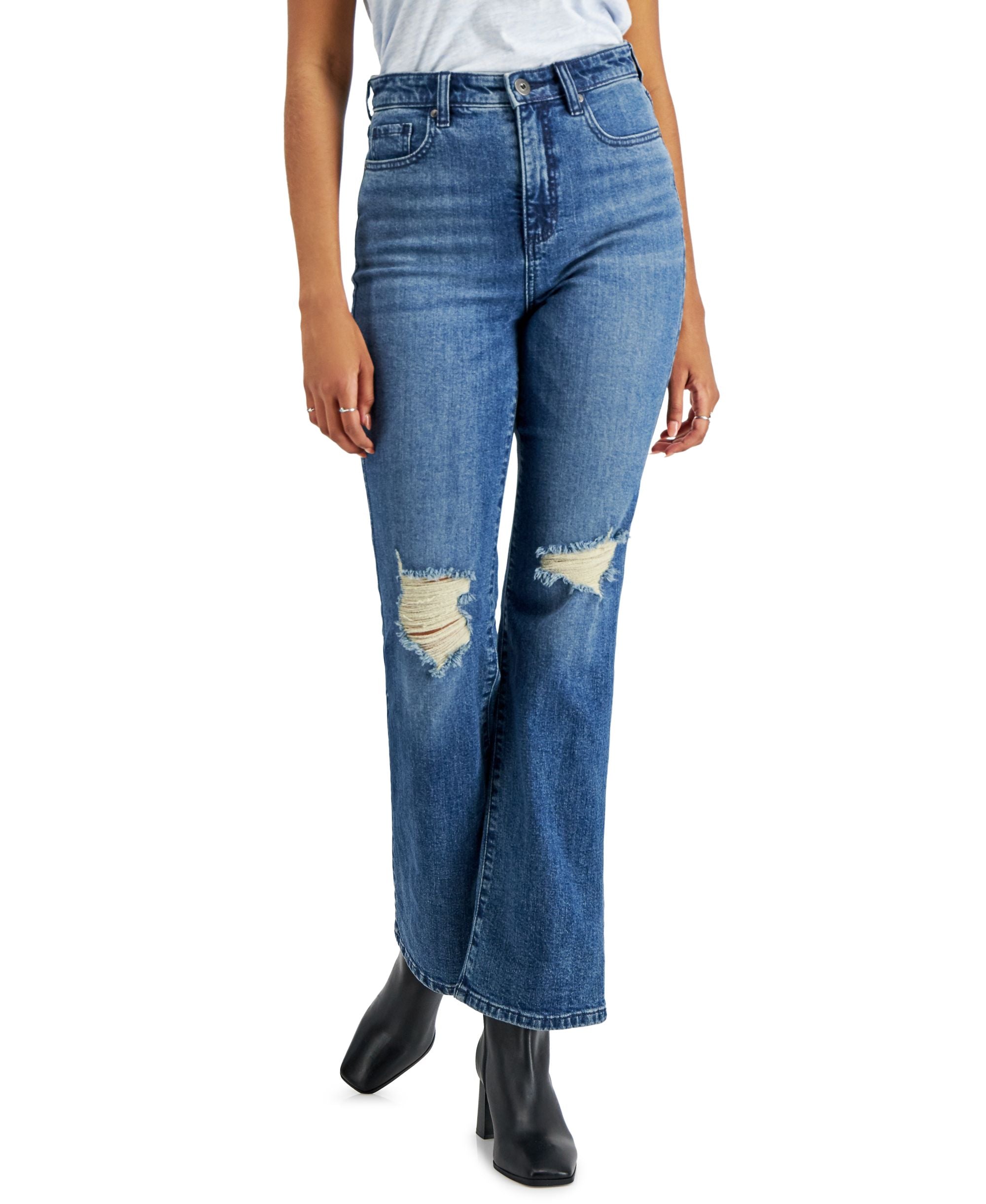 Style & Co Vintage Timeless Ripped Boot-Cut Premium Jeans