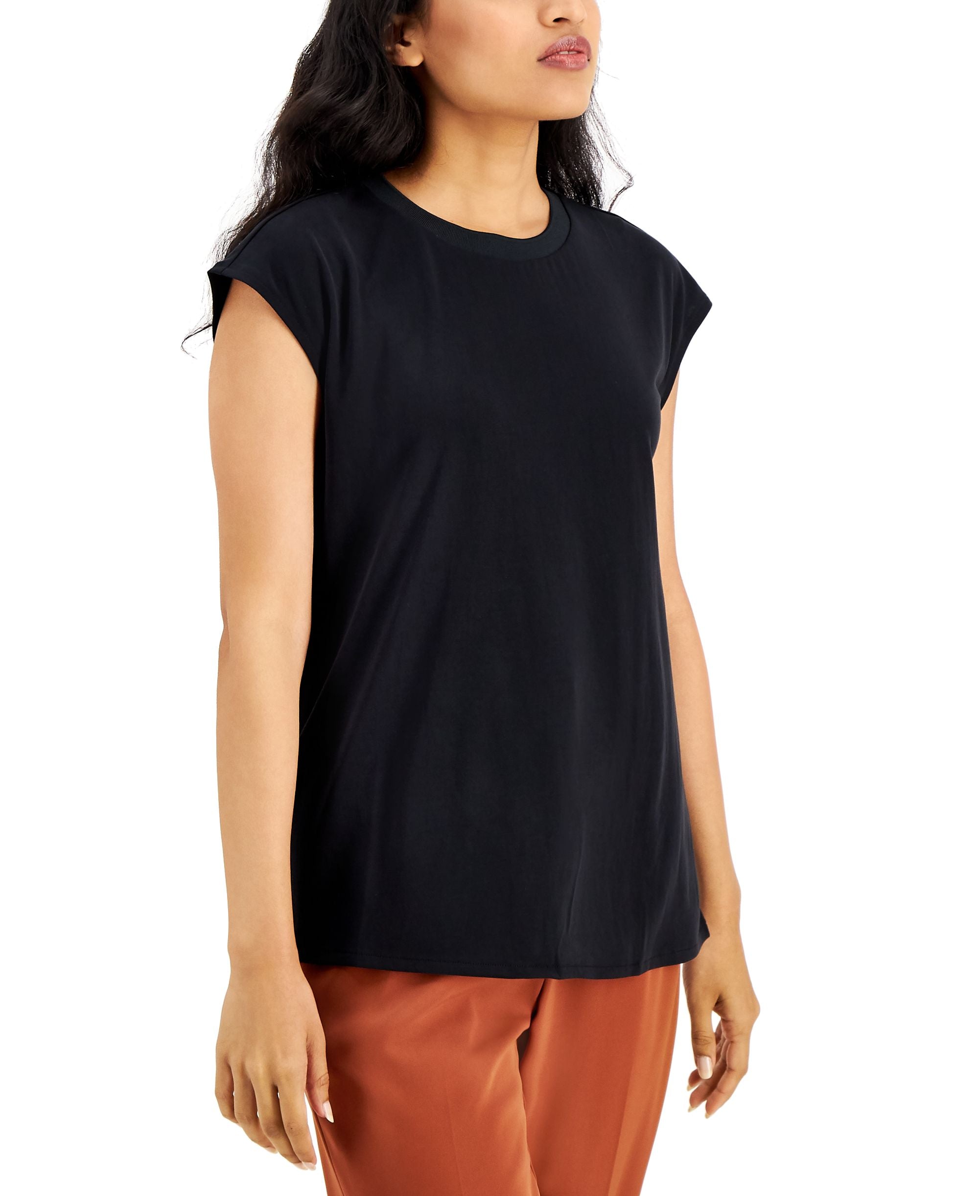 Alfani Crewneck Cap Sleeve T-Modern Shirt