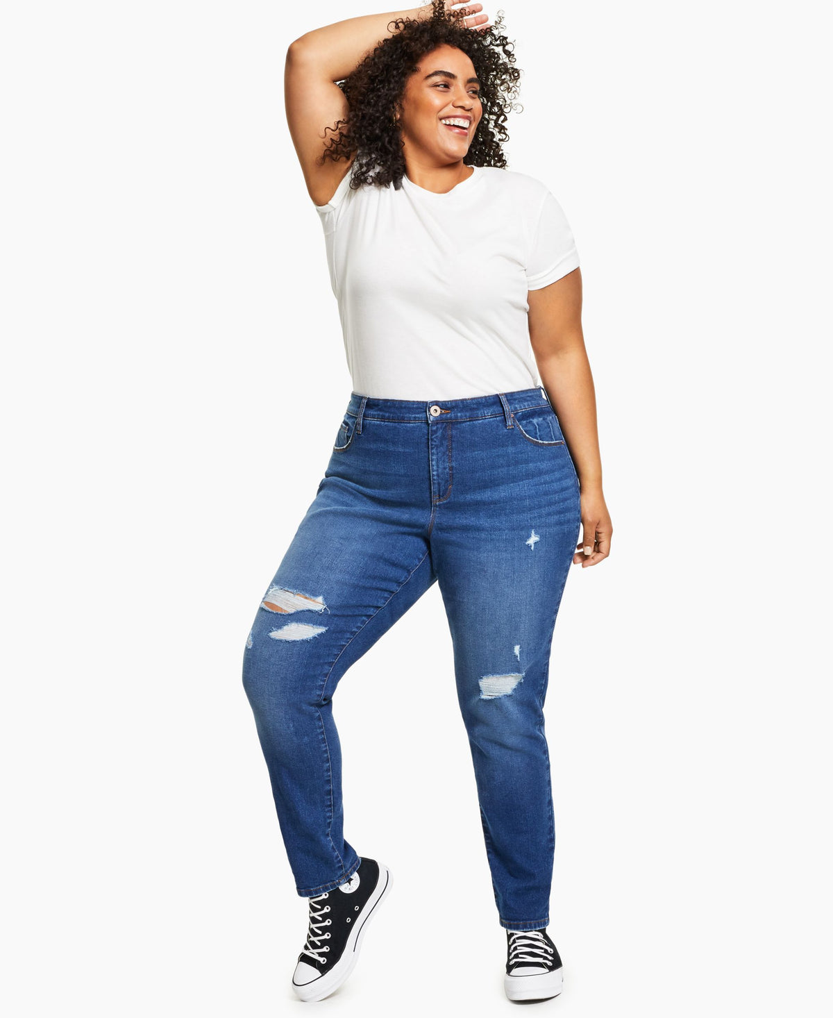 Women's Curvy-Fit Mid-Rise Skinny-Fit Premium Jeans, Regular, Short and Long Lengths