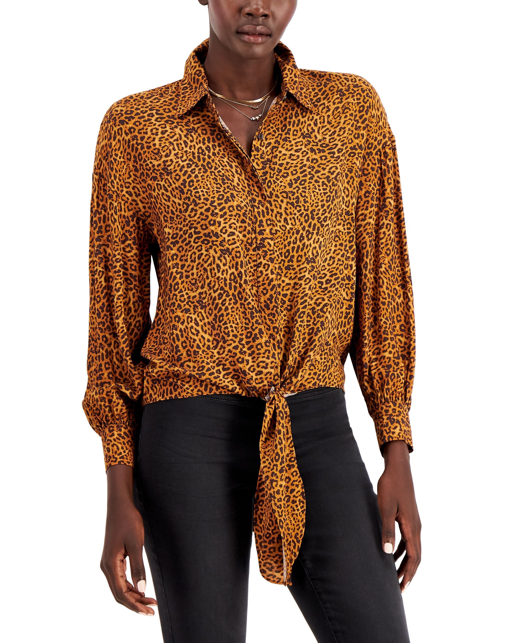 INC International Concepts Printed Tie Hem Modern Shirt