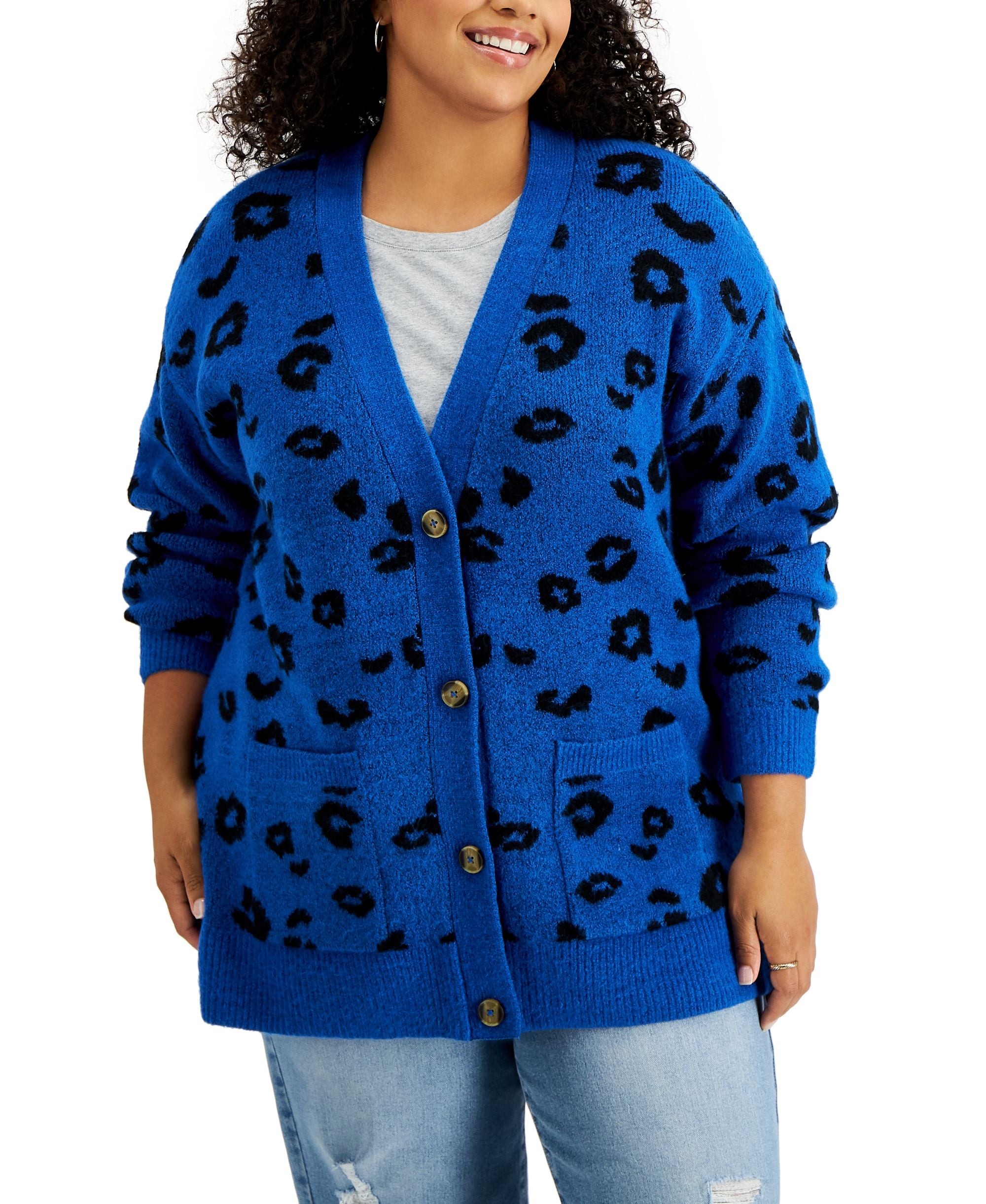 Style & Co Cheetah Print Button-Down Cardigan Sweater