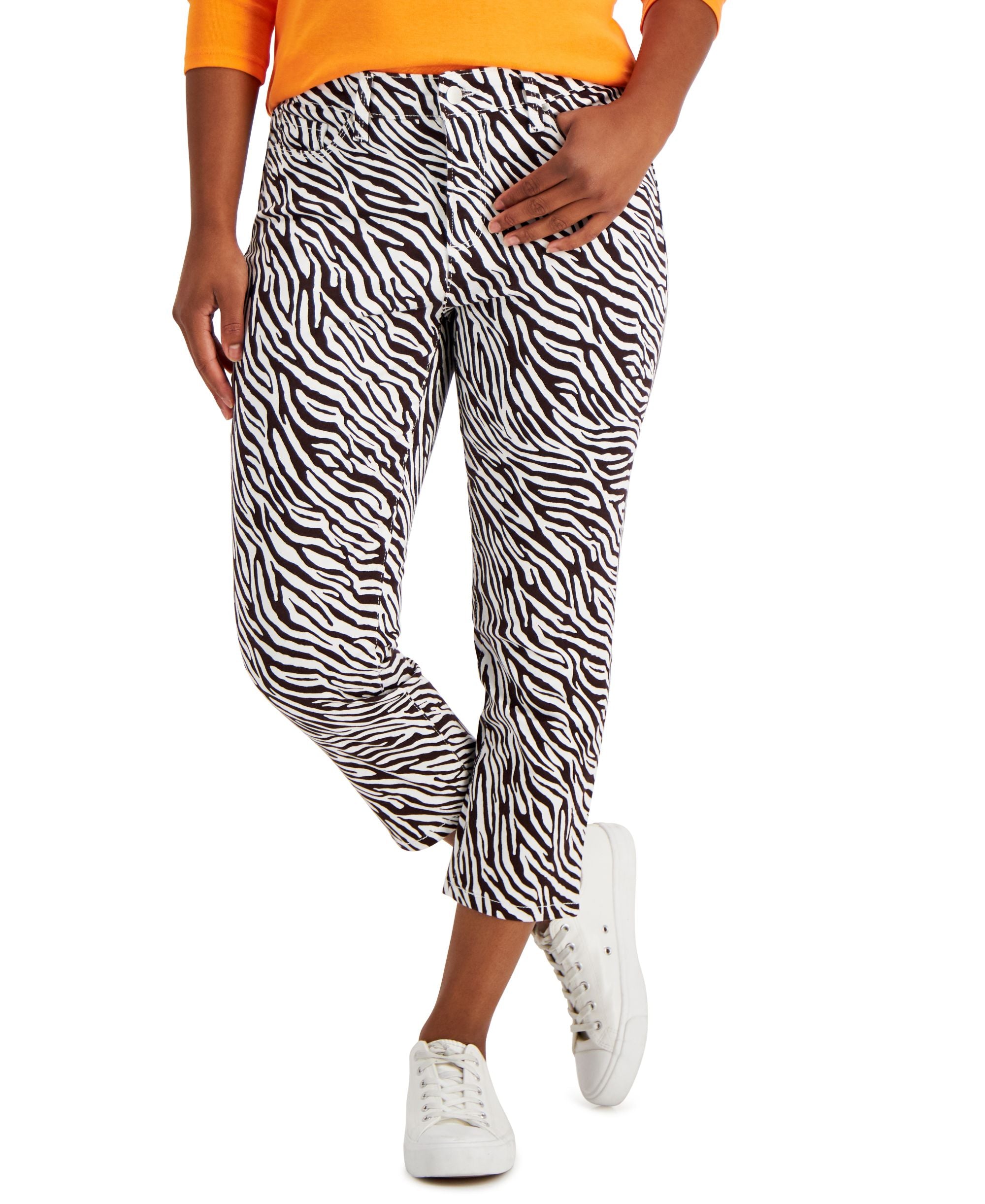 Charter Club Bristol Tummy Control Zebra Capri-Length Premium Jeans