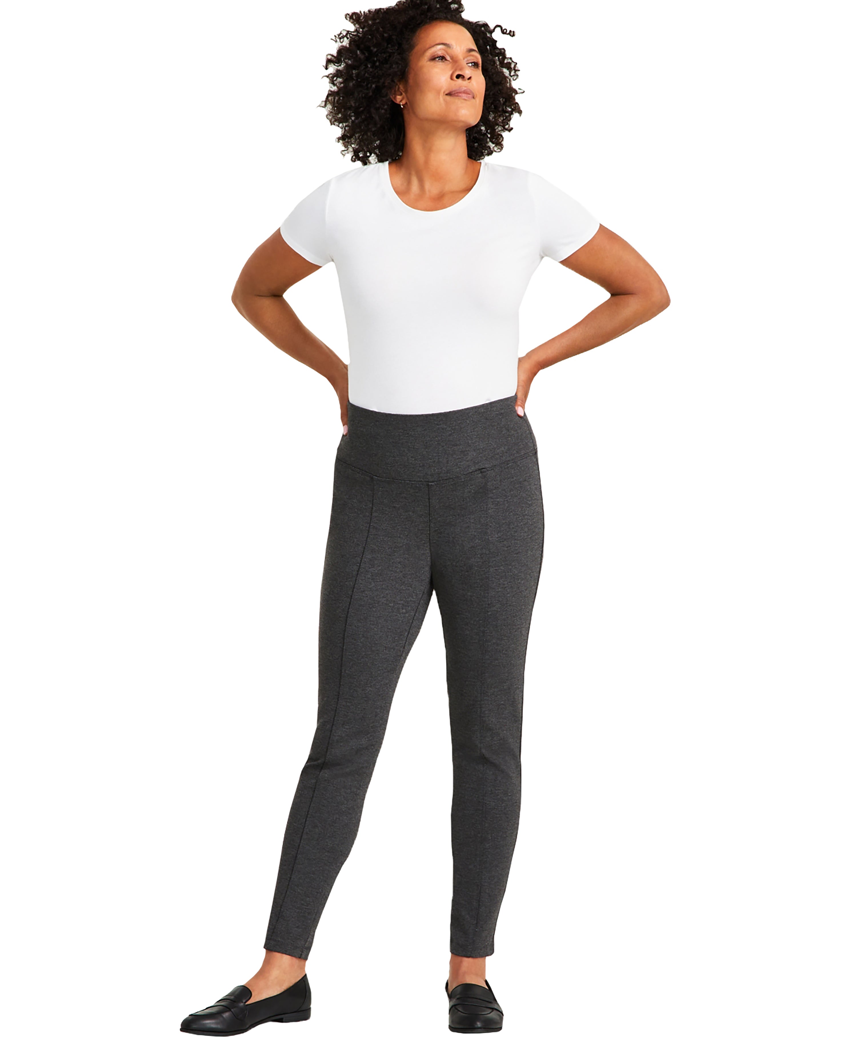 Petite Pont�-Knit Mid-Rise Signature Pants, Petite & Petite Short