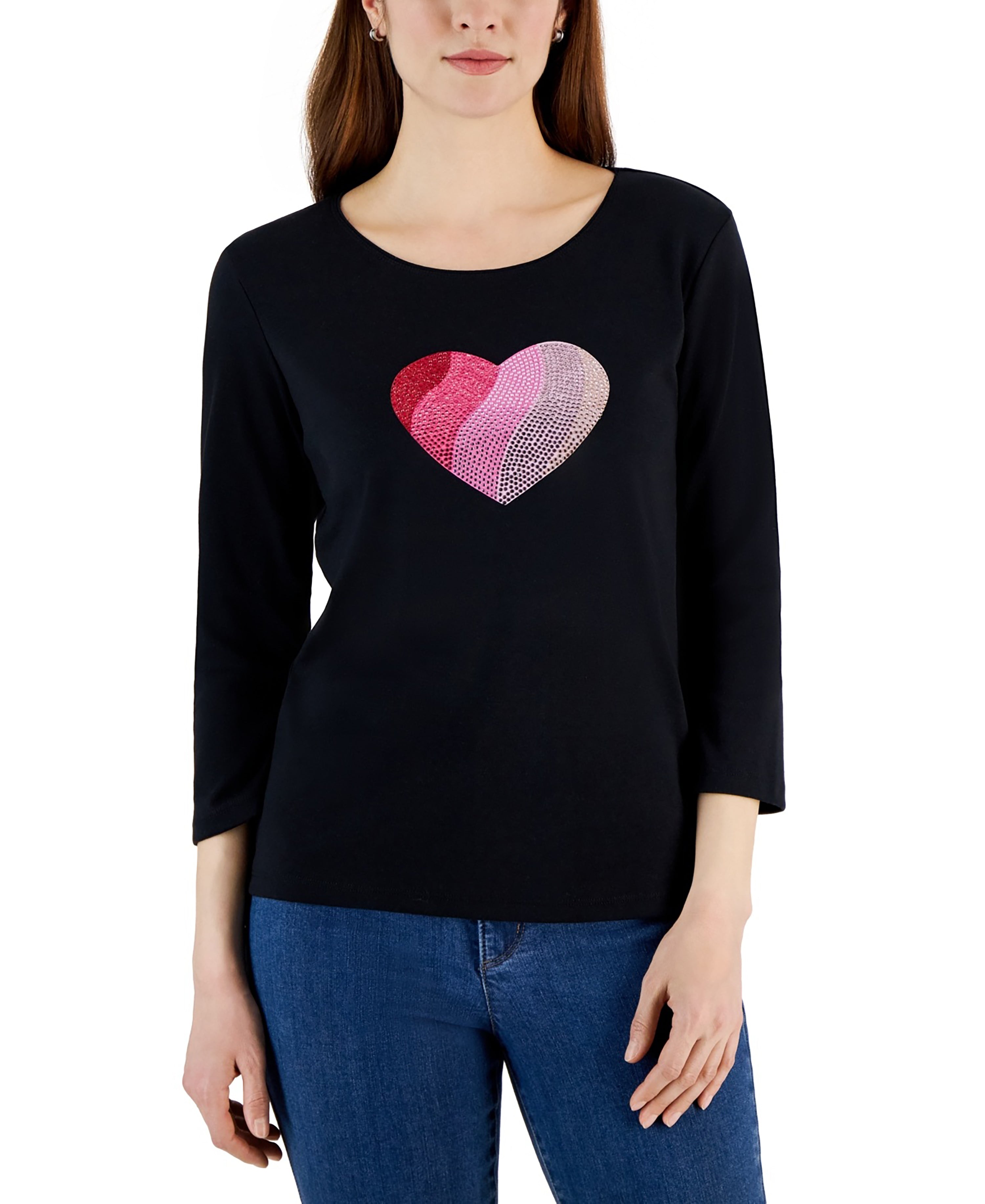 Women's Gem Heart Graphic Pullover Premium Top