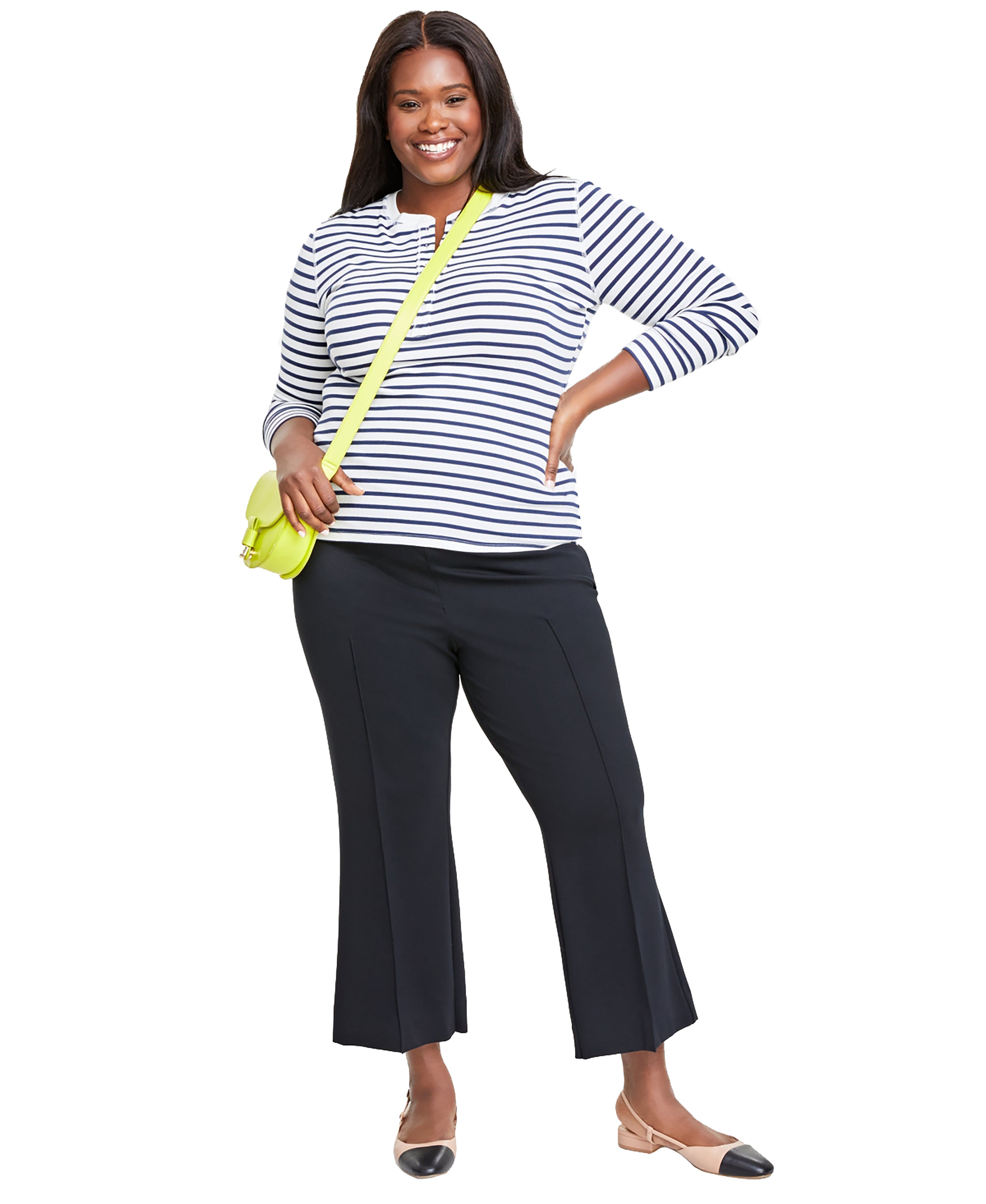 Plus Size Ribbed Long-Sleeve Henley Premium Top