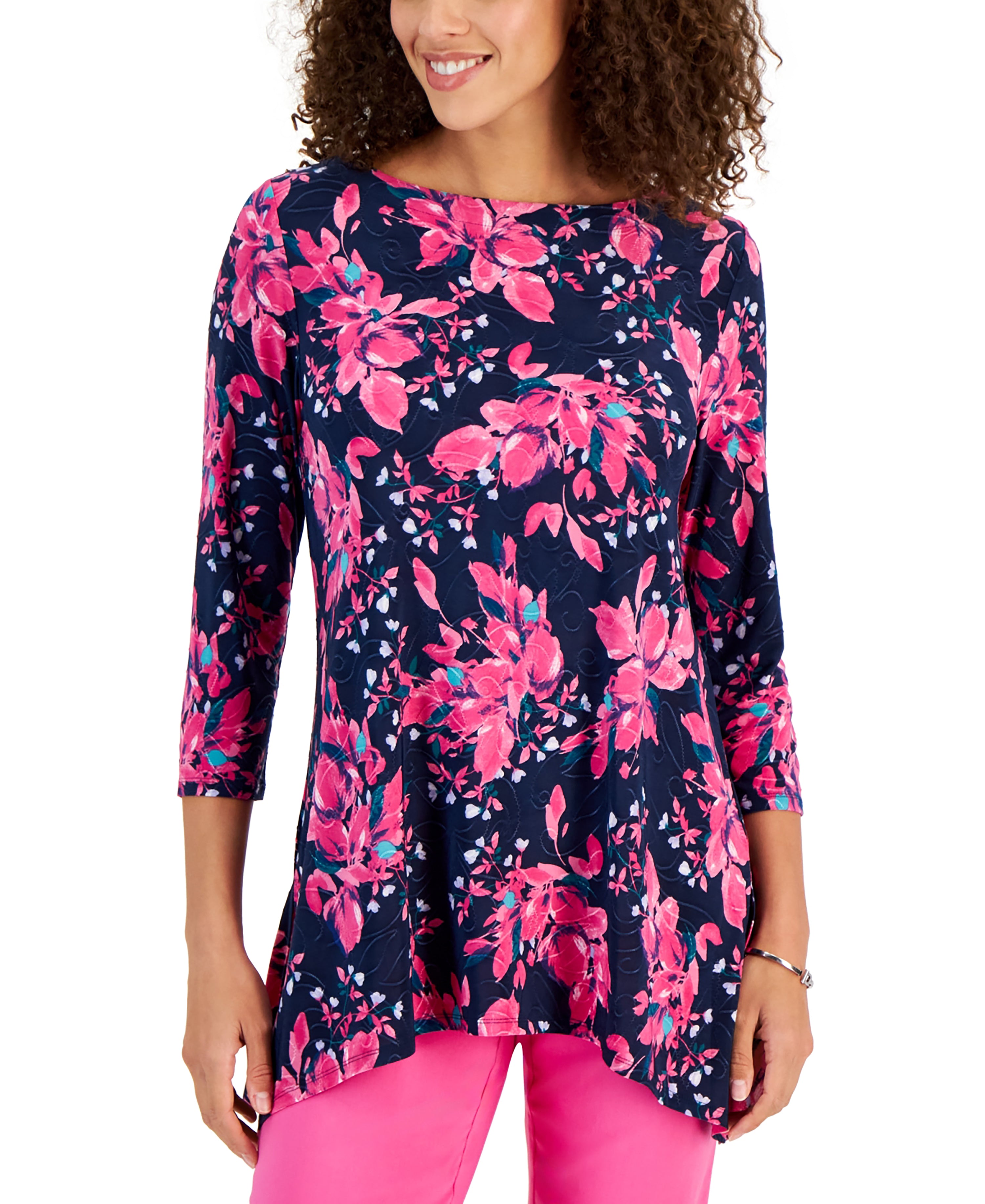 Women's 3/4 Sleeve Printed Jacquard Premium Top
