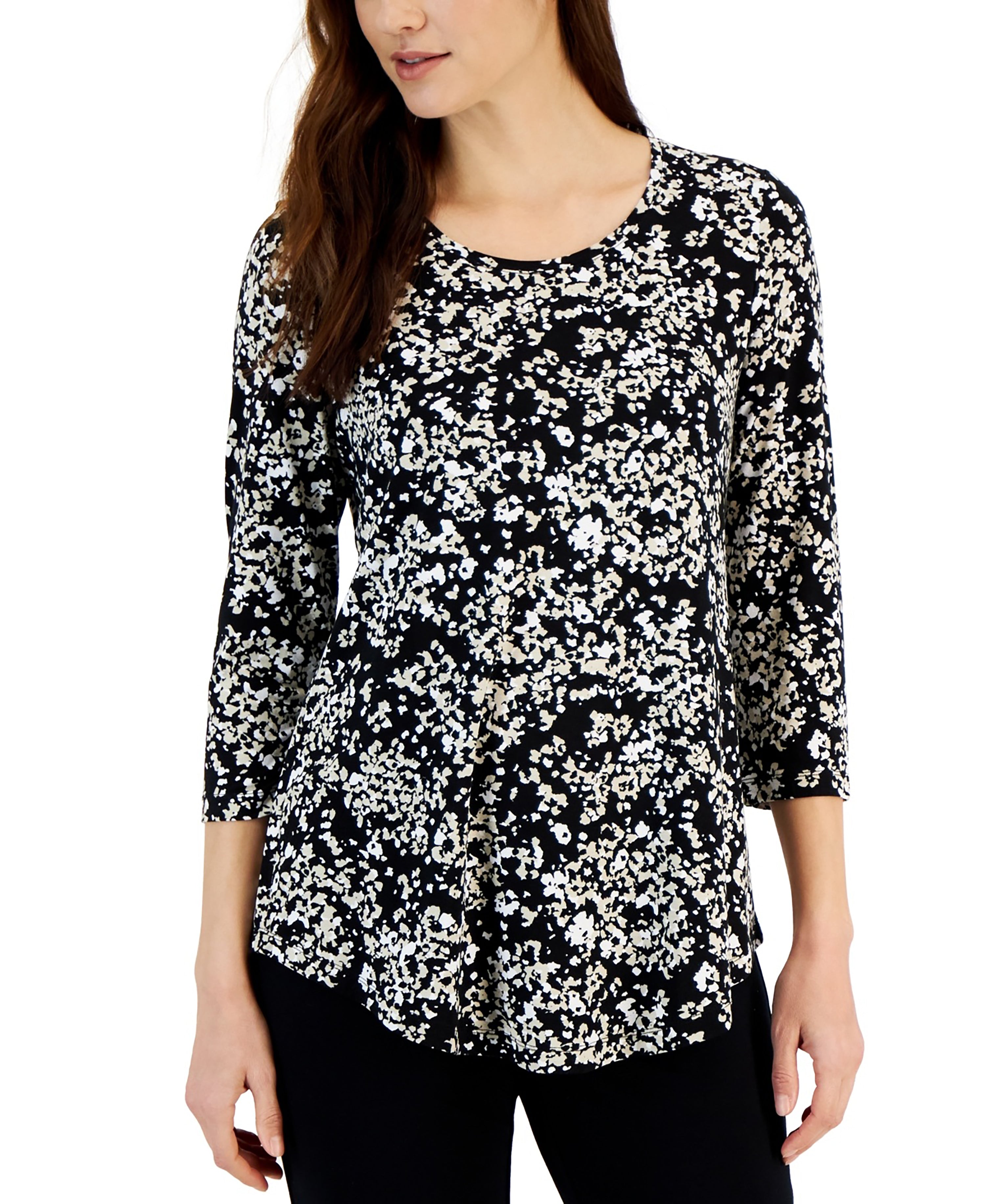 Petite Sea Of Petals 3/4-Sleeve Premium Top