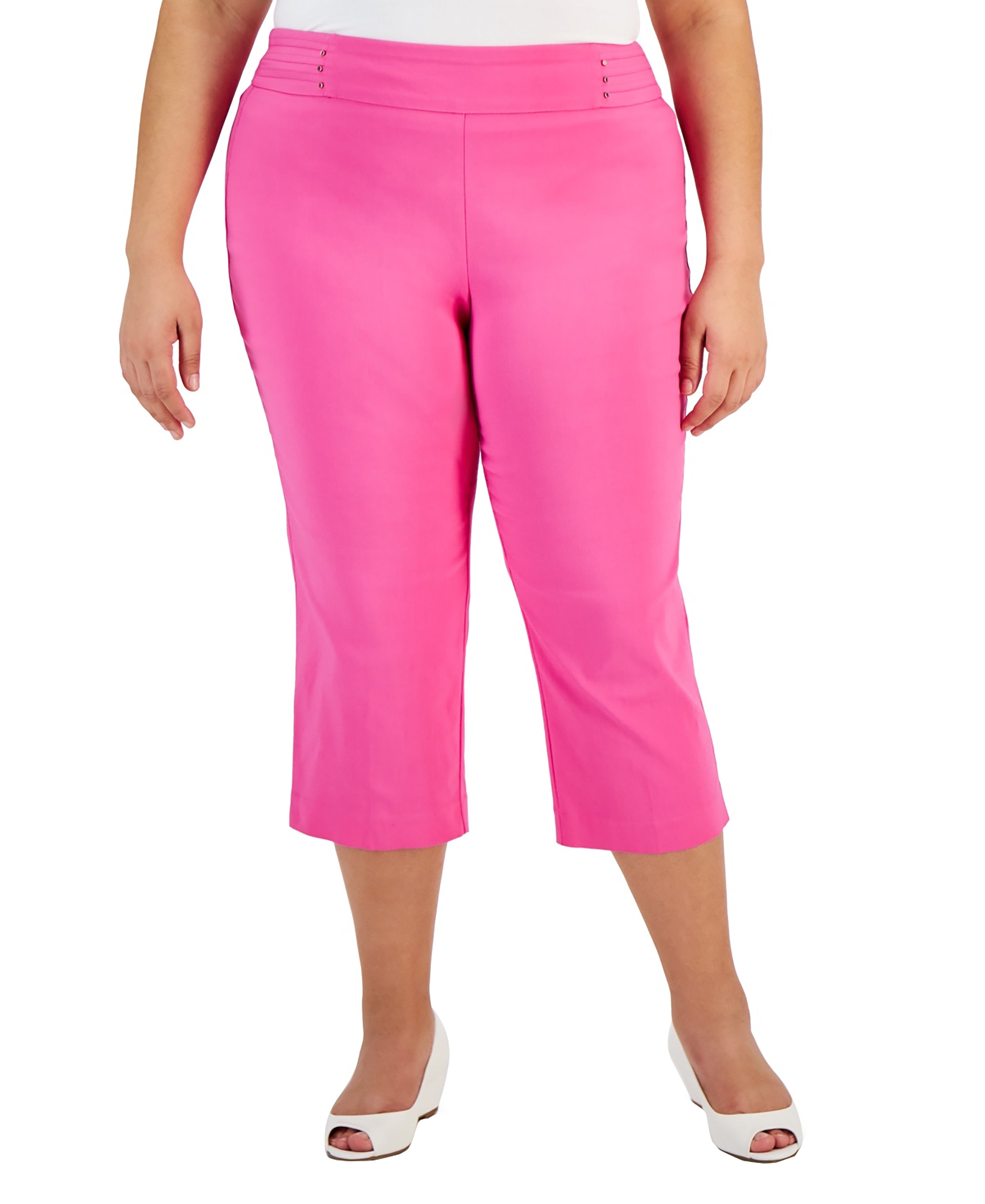 Plus Size Tummy Control Pull-On Capri-Length Signature Pants