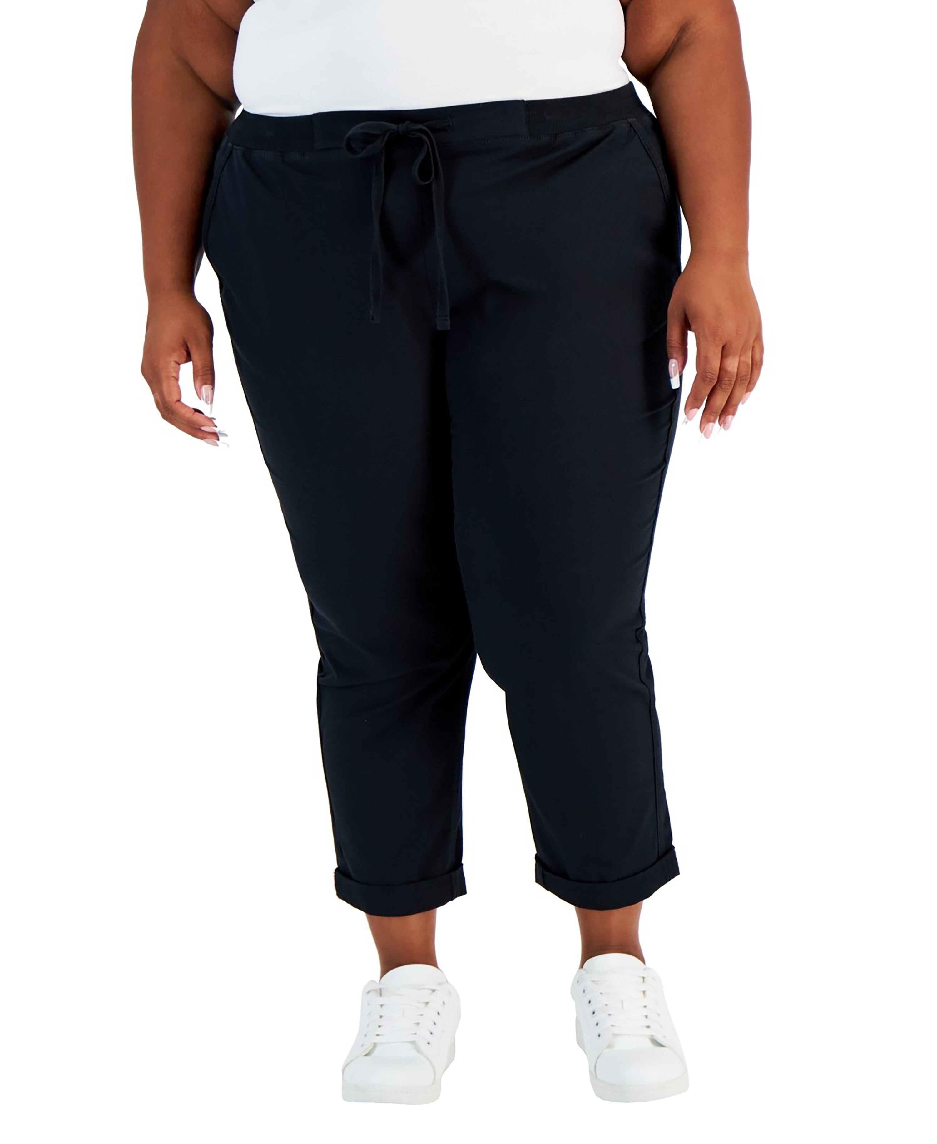 Plus Size Pull-On Cuffed Twill Ankle Signature Pants