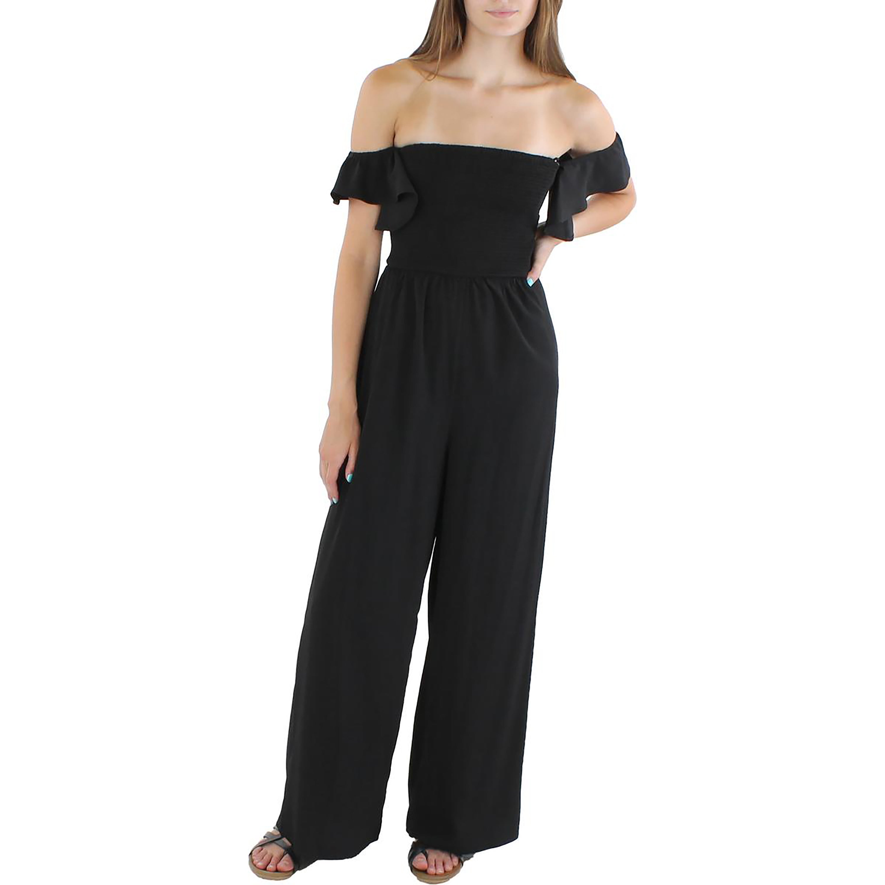 Riley & Rae Womens Ruched Wide-Leg Jumpsuit