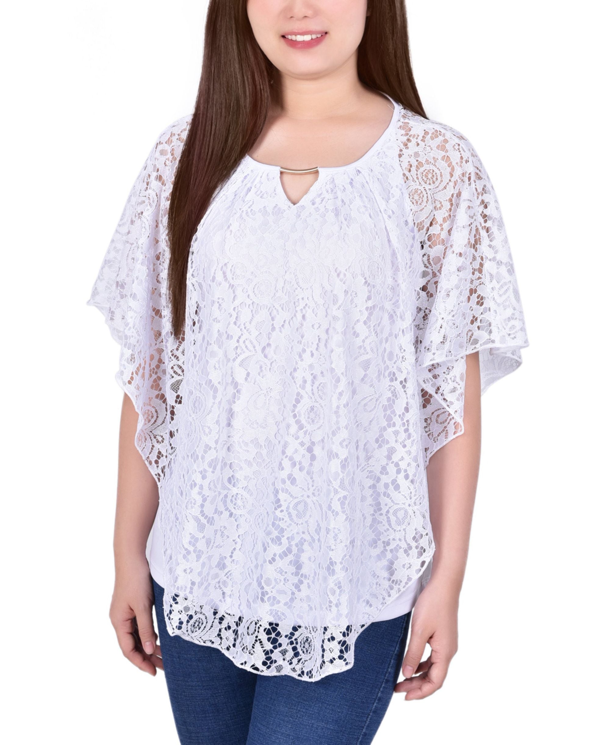 Petite Lace Poncho Premium Top With Matching Tank