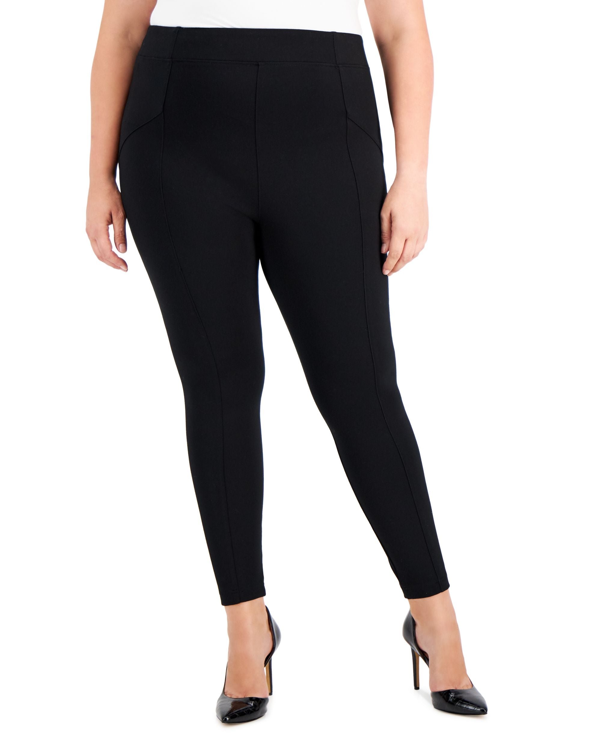 INC International Concepts Plus Size Seam Detail Skinny-Fit Ponte Signature Pants