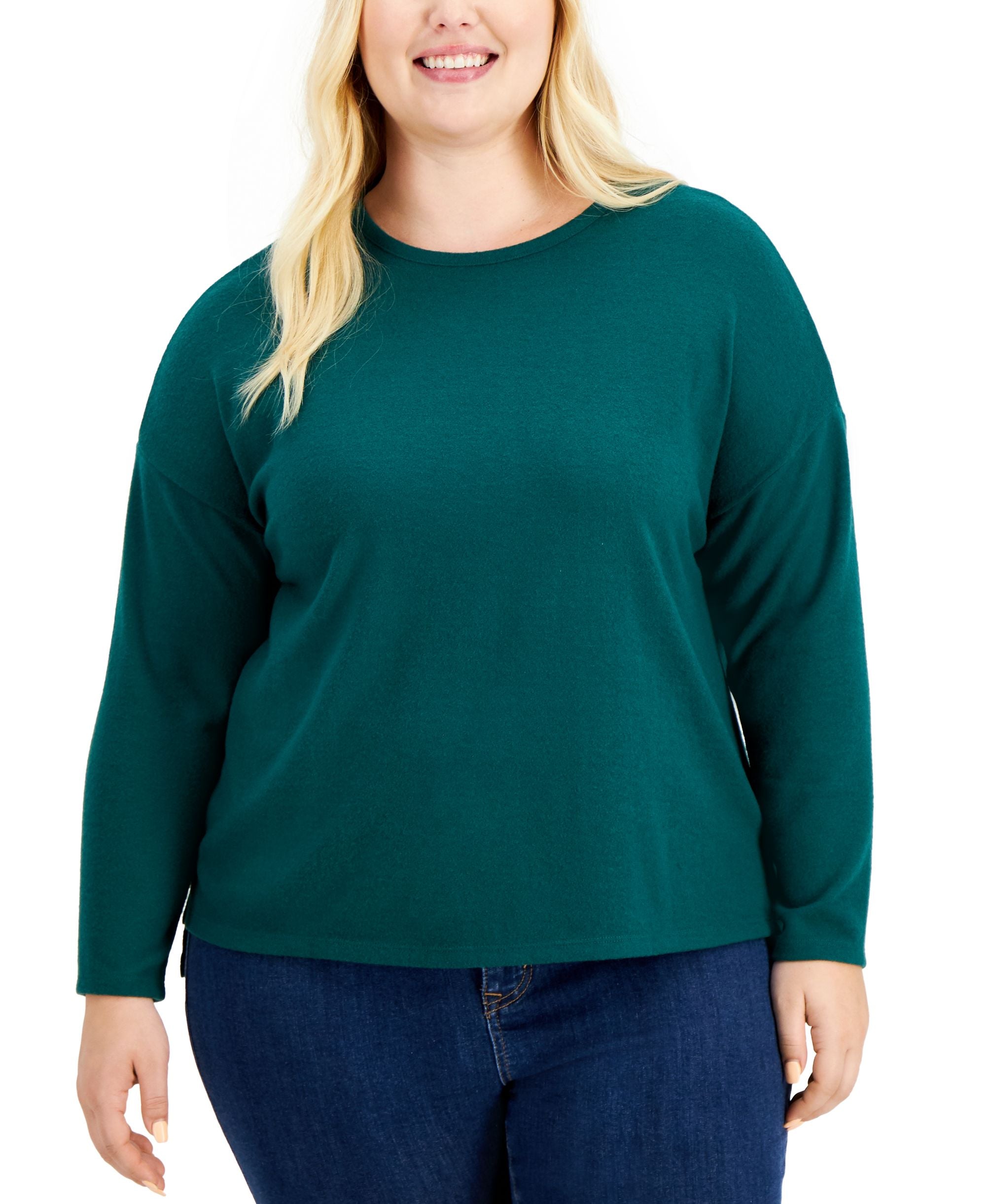 Style & Co Plus Size Step Hem Pullover Premium Top